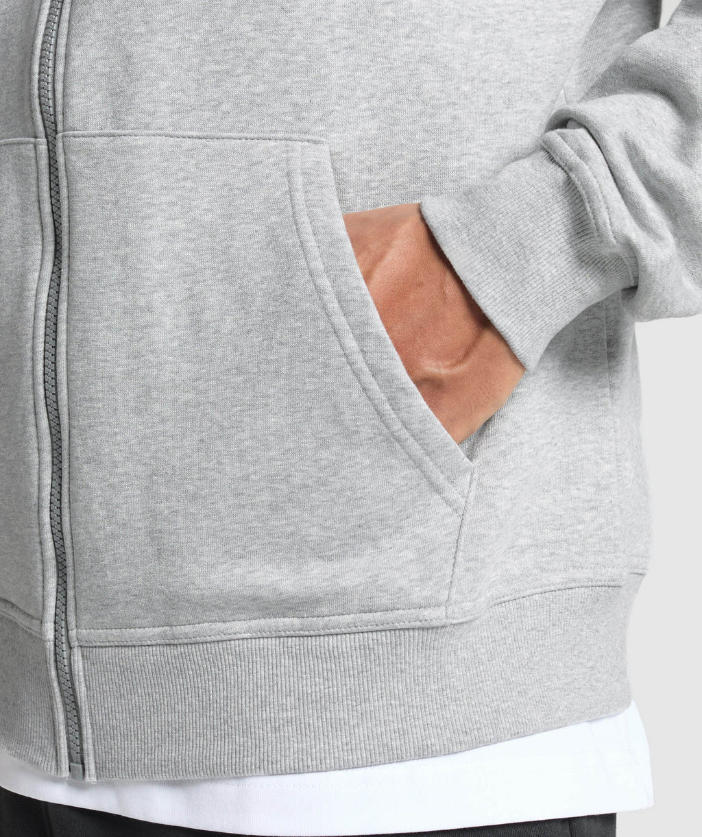 Crest Oversized Zip Up Hoodie - Light Grey Core Marl — imagem 5