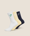 Crew Socks 3pk - Butter Yellow/Track Green/Heavy Blue — imagem 1