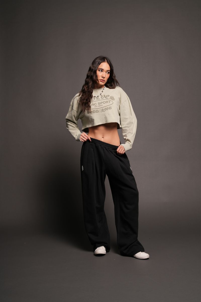 Darc Emblem Premium Oversized Cropped Ls Tee In Cactus Gray - imagem 3