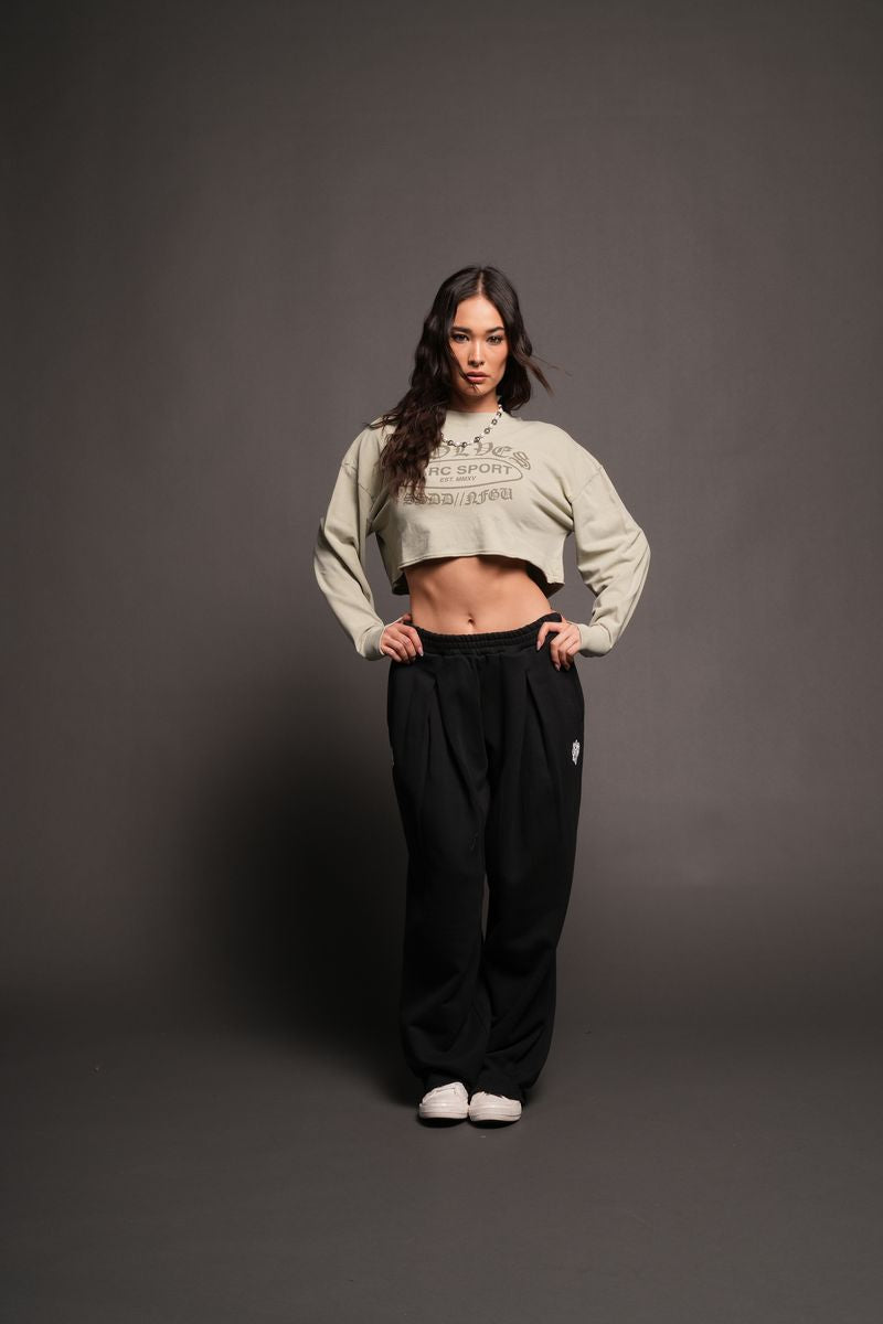Darc Emblem Premium Oversized Cropped Ls Tee In Cactus Gray - imagem 2