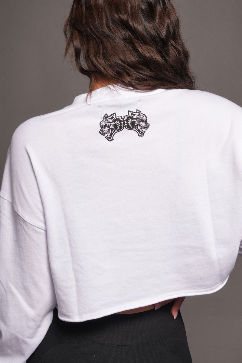 Darc Emblem Premium Oversized Cropped Ls Tee In White - imagem 8