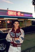 Mickey Mouse Wolves Club Roxy Box Cut Rudy Letterman Jacket in Oxblood/Clay