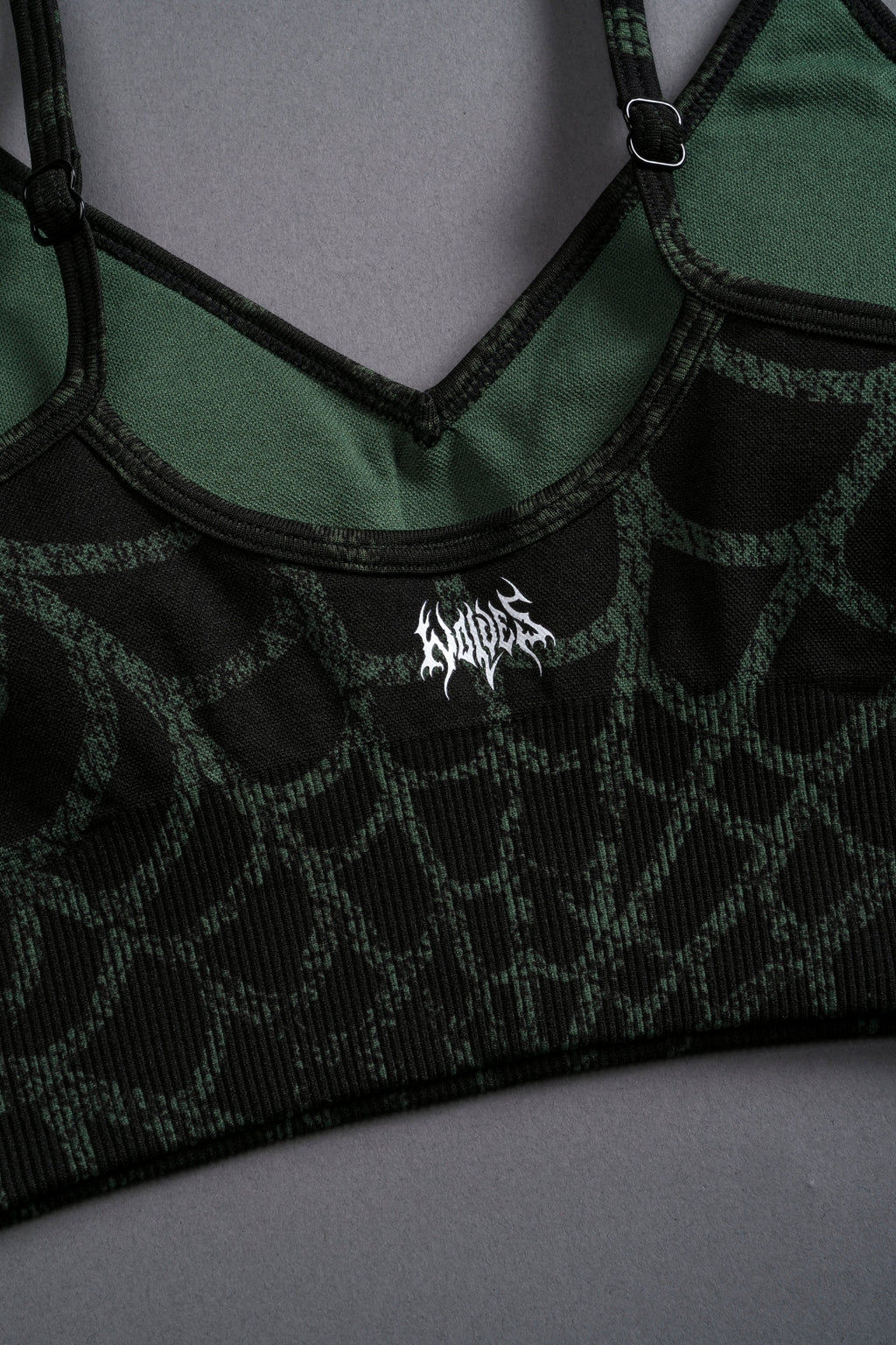 Hesh "Everson Seamless" Sports Bra in Black/Green Symbiote Web — imagem 8