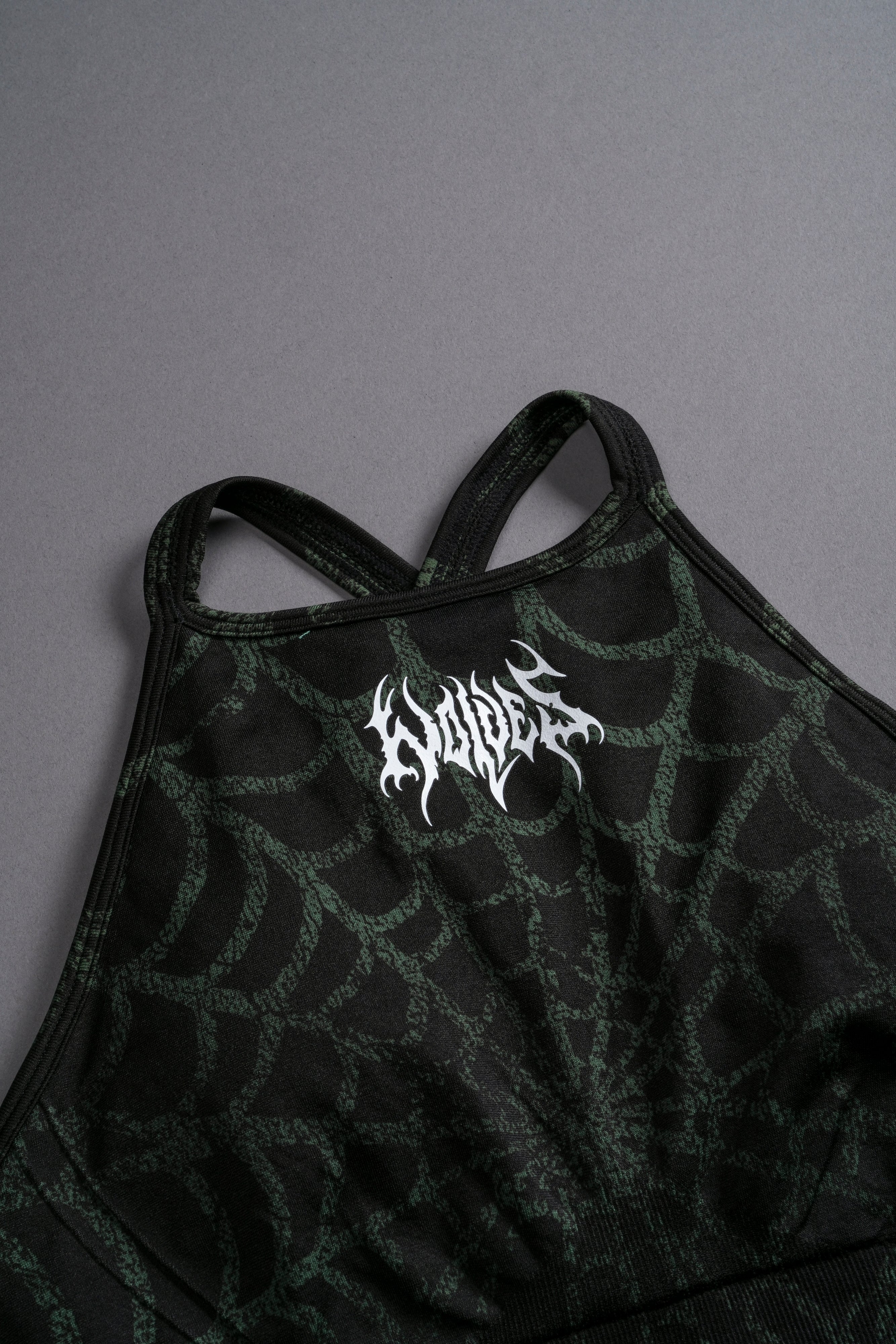 Hesh "Everson Seamless" High Neck Bra in Black/Green Symbiote Web — imagem 9