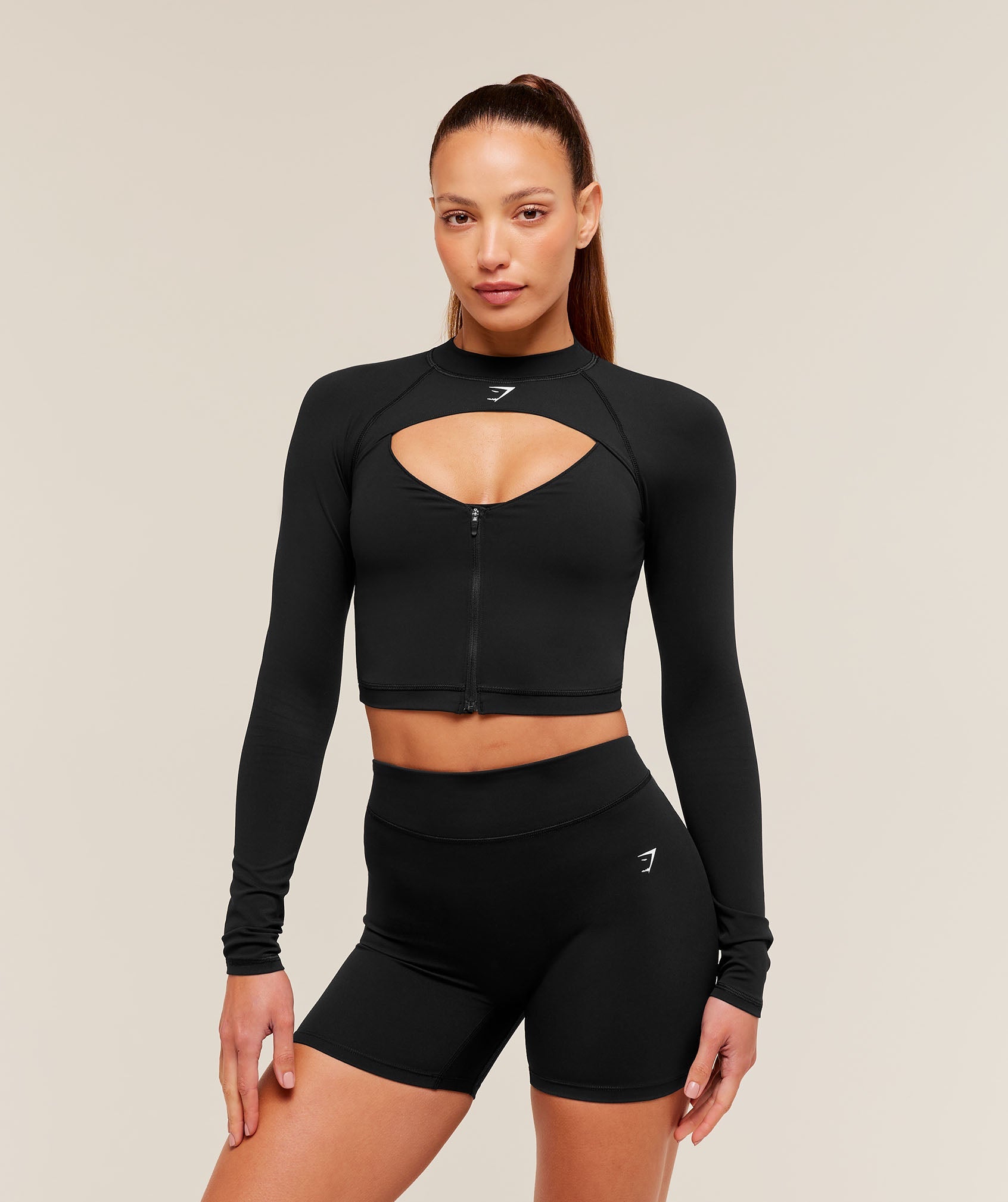 Dipped Long Sleeve 1/4 Zip Jacket - Black — imagem 2