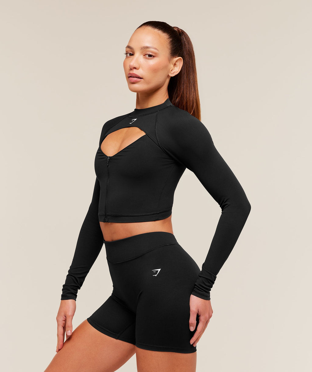 Dipped Long Sleeve 1/4 Zip Jacket - Black — imagem 3