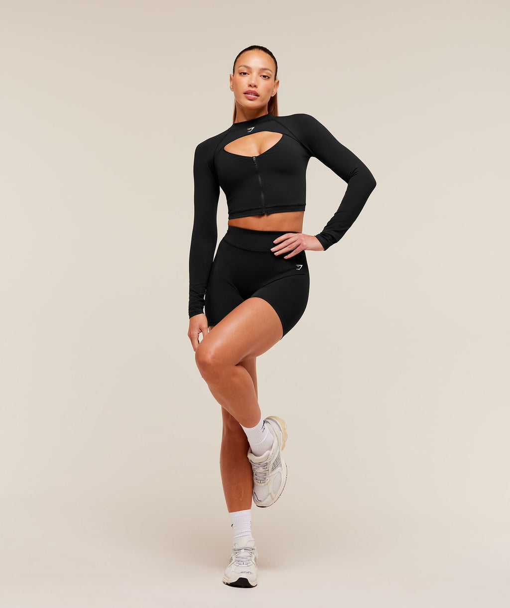 Dipped Long Sleeve 1/4 Zip Jacket - Black — imagem 4