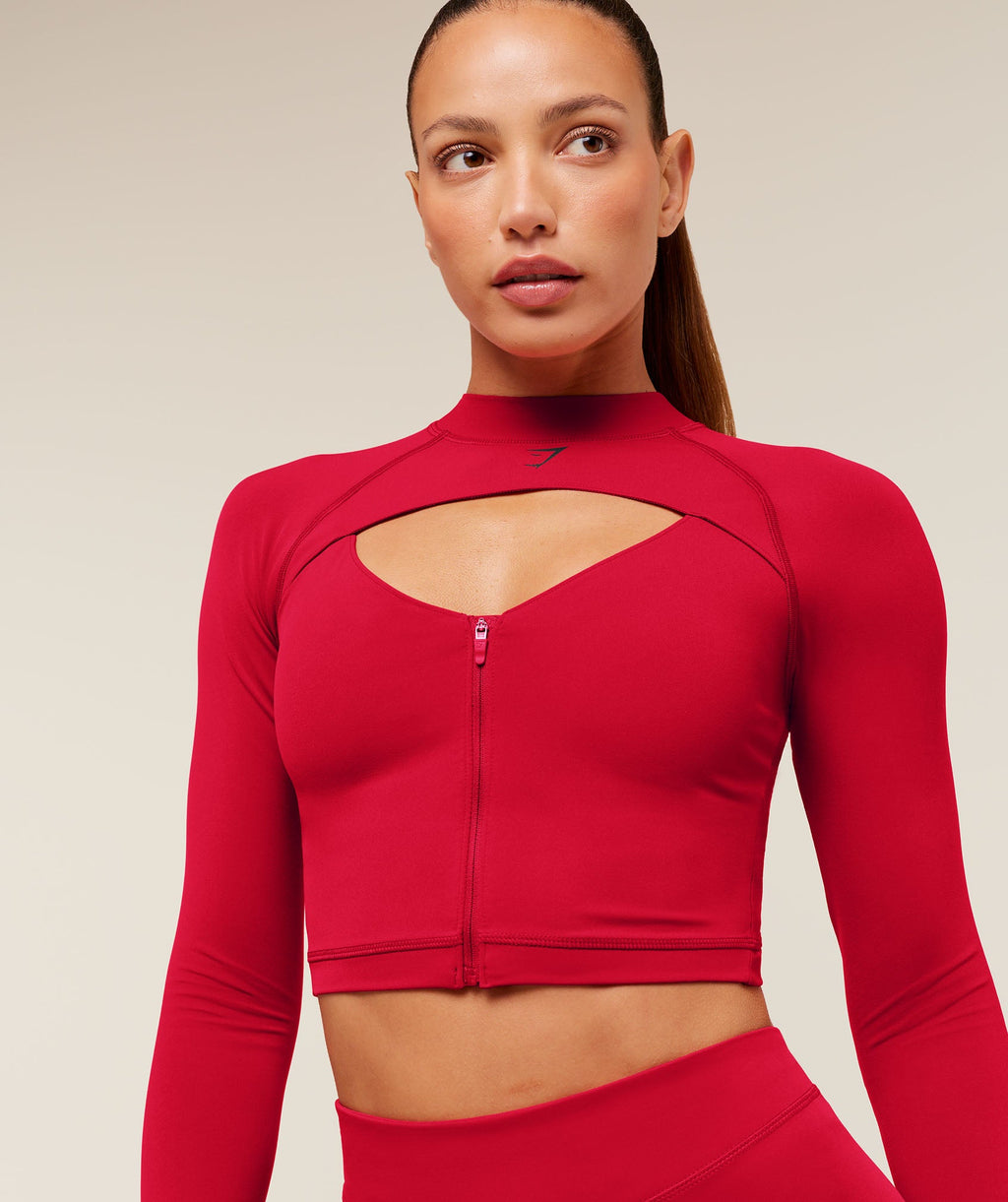 Dipped Long Sleeve 1/4 Zip Jacket - Carmine Red — imagem 5