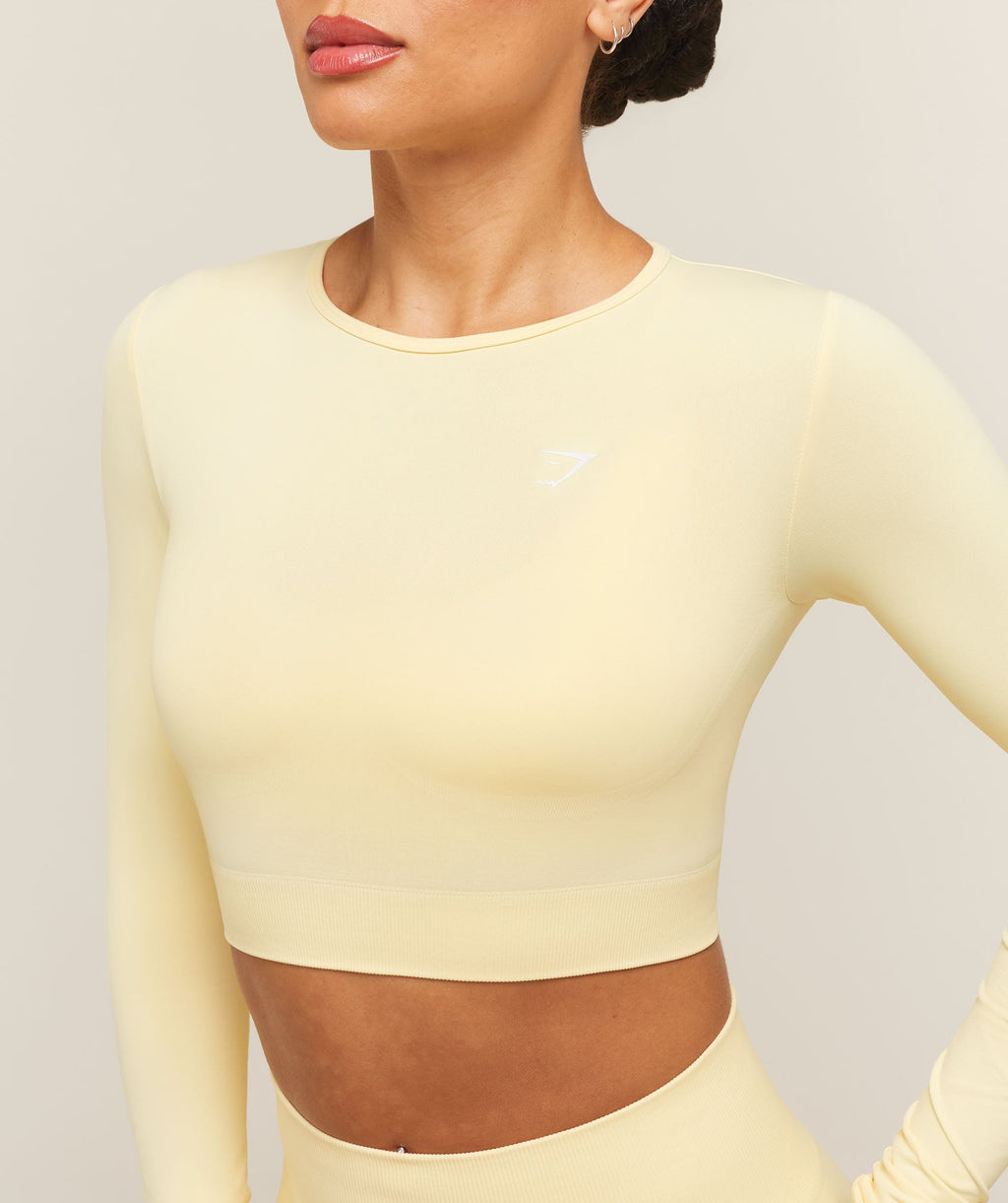 Everyday Seamless Long Sleeve Crop Top - Butter Yellow — imagem 4