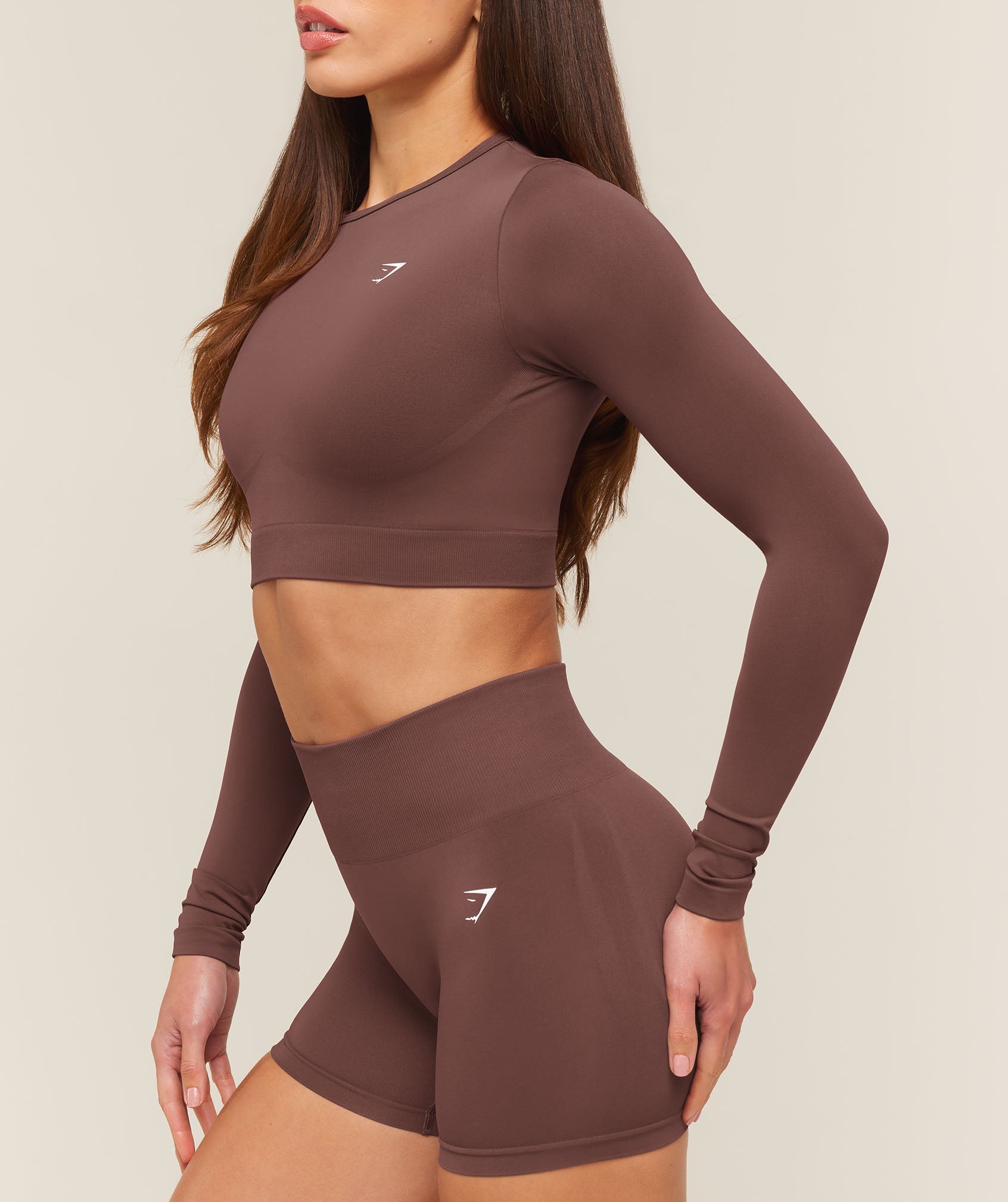 Everyday Seamless Long Sleeve Crop Top - Espresso Brown — imagem 4