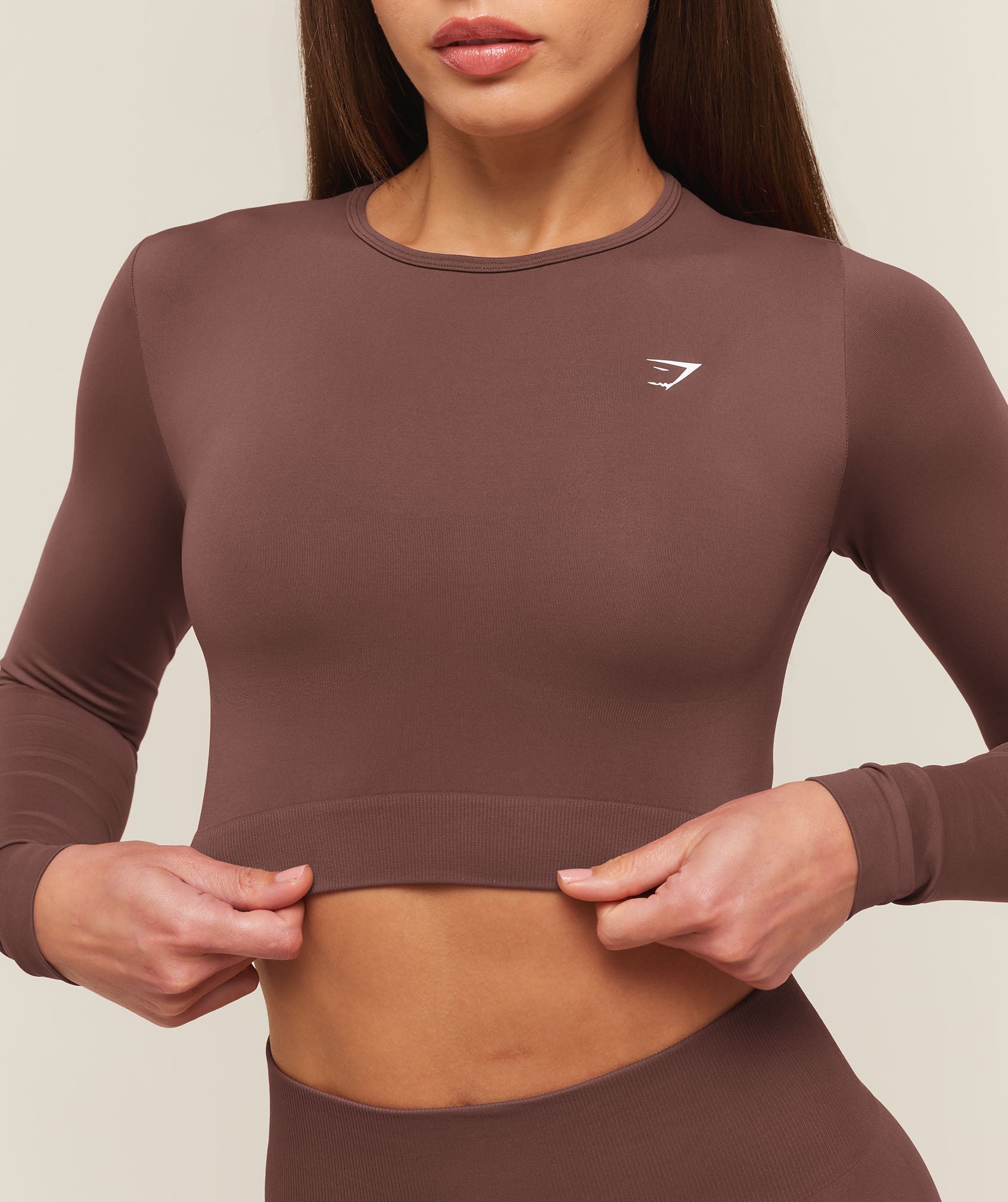 Everyday Seamless Long Sleeve Crop Top - Espresso Brown — imagem 5