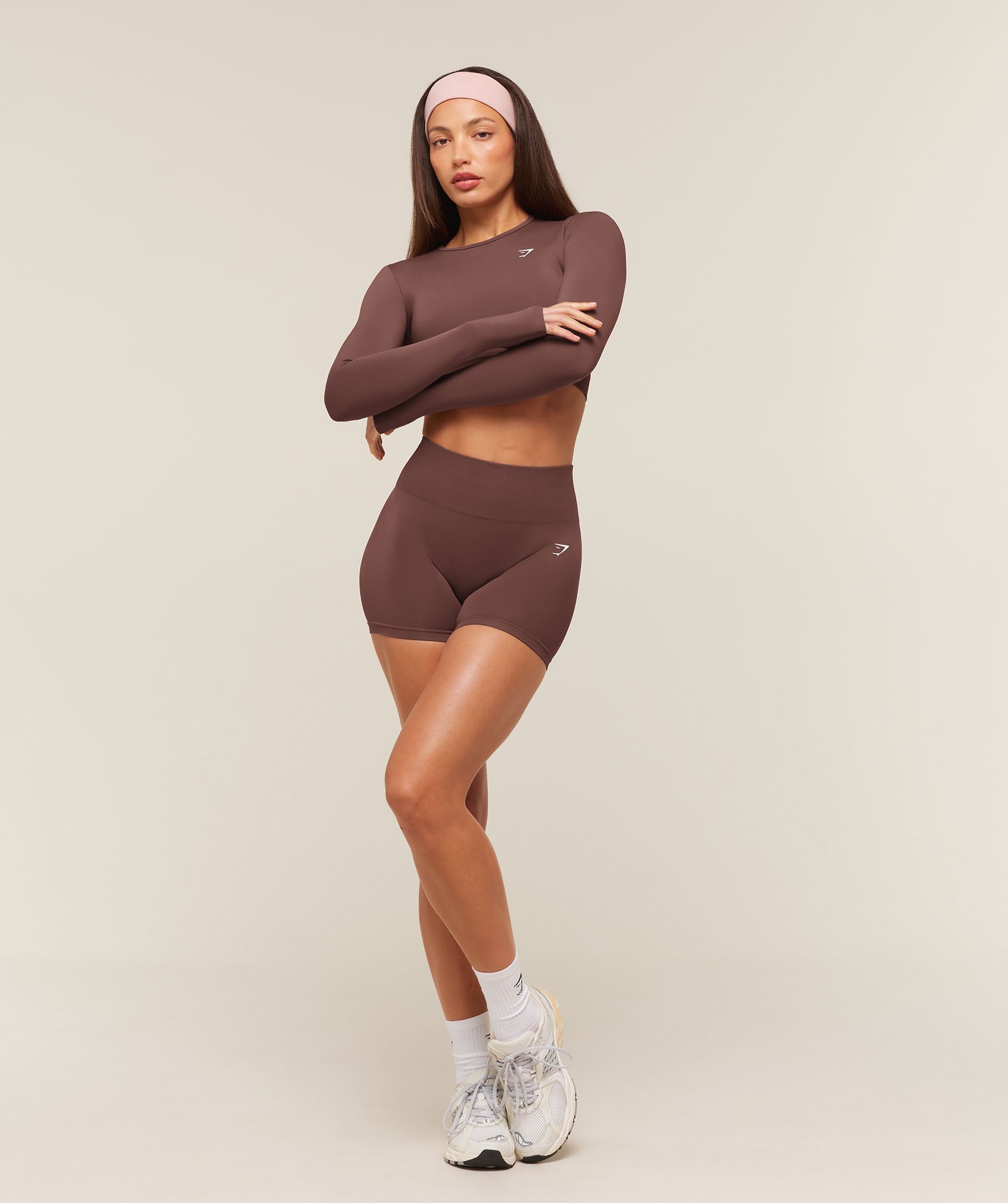 Everyday Seamless Long Sleeve Crop Top - Espresso Brown — imagem 3