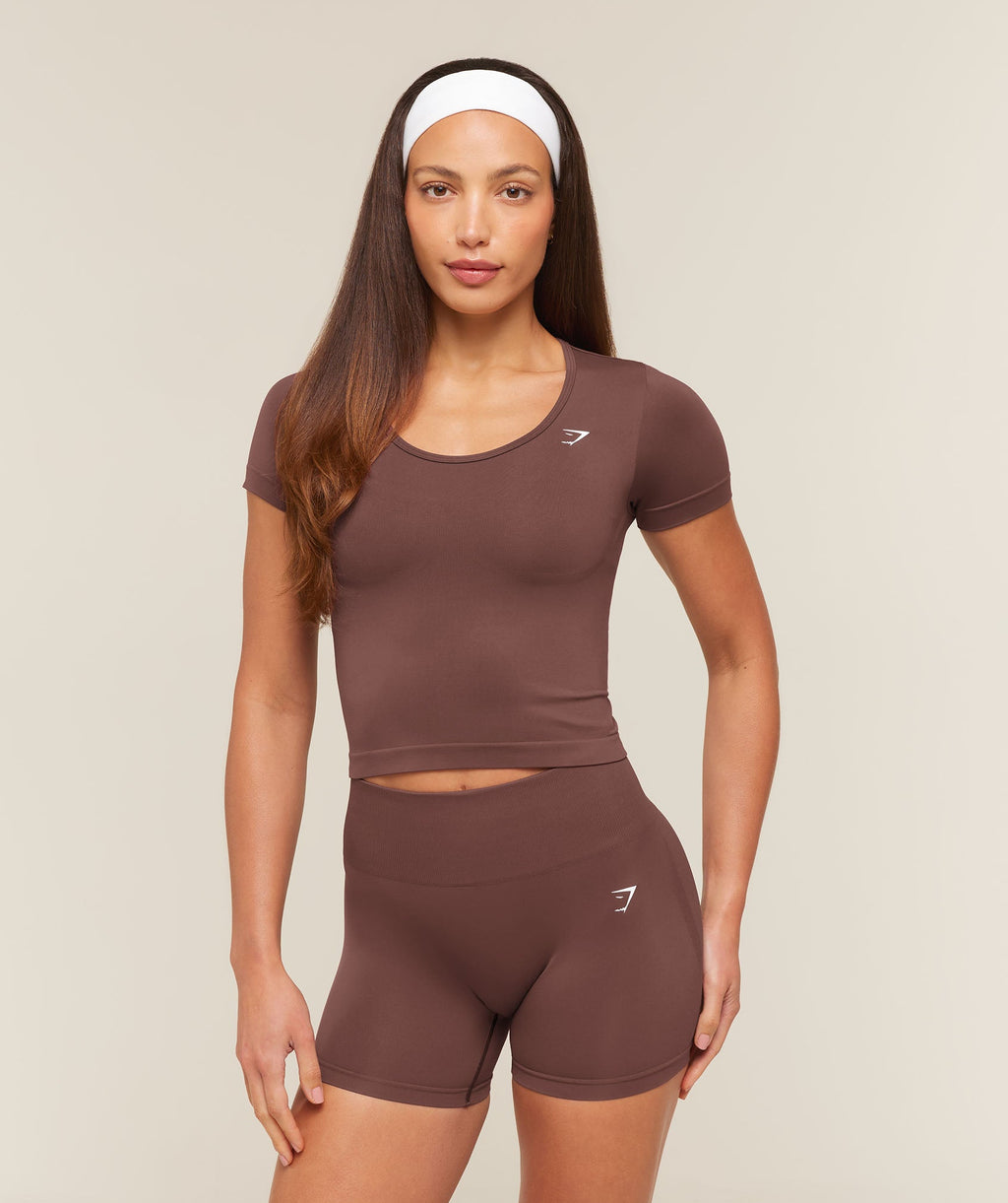 Everyday Seamless Tight Fit Crew Neck Tee - Espresso Brown — imagem 1