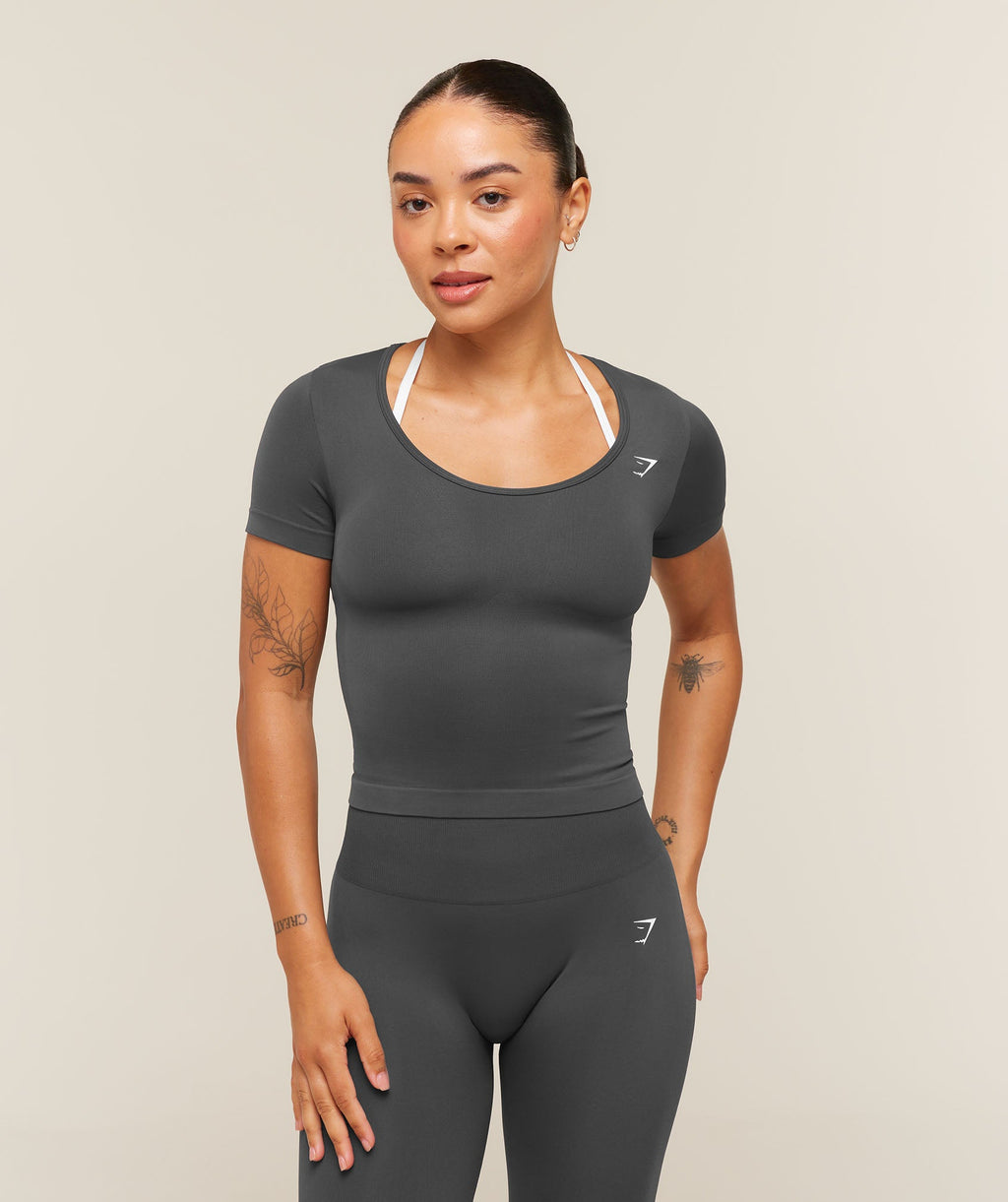 Everyday Seamless Tight Fit Crew Neck Tee - Grey — imagem 2