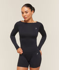 Everyday Seamless Wide Neck Long Sleeve Top - Black — imagem 1