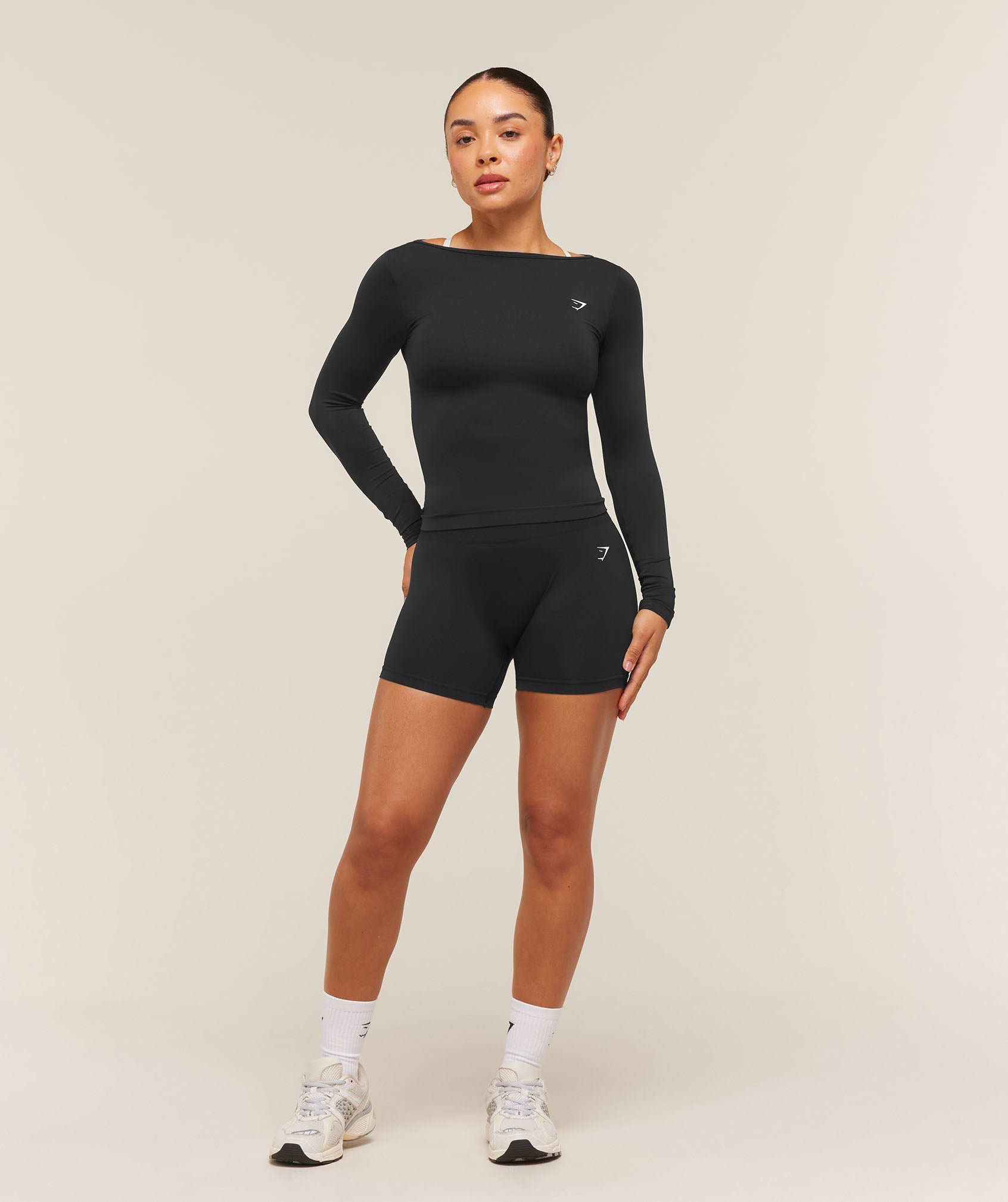 Everyday Seamless Wide Neck Long Sleeve Top - Black — imagem 6