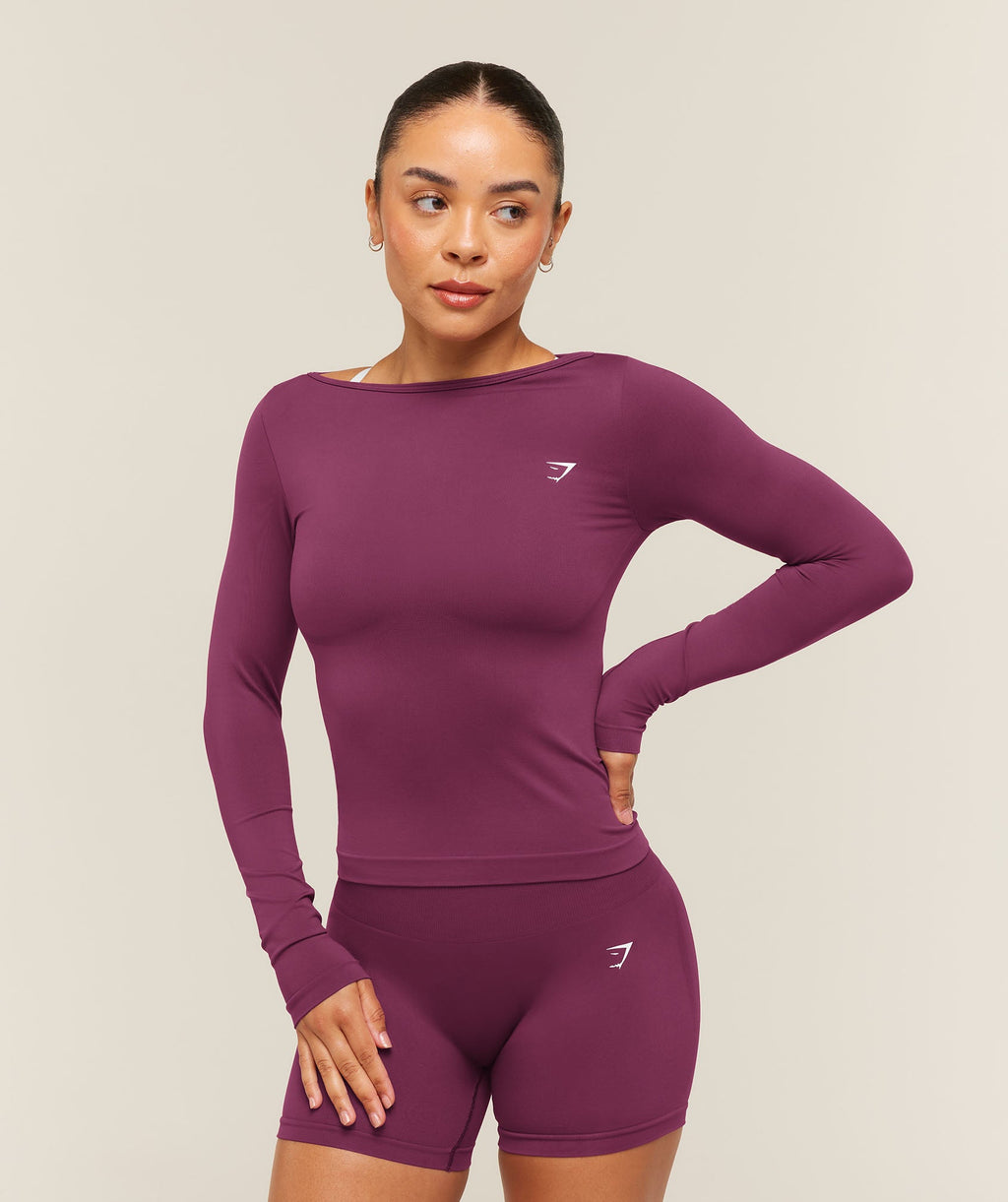 Everyday Seamless Wide Neck Long Sleeve Top - Strength Pink — imagem 1
