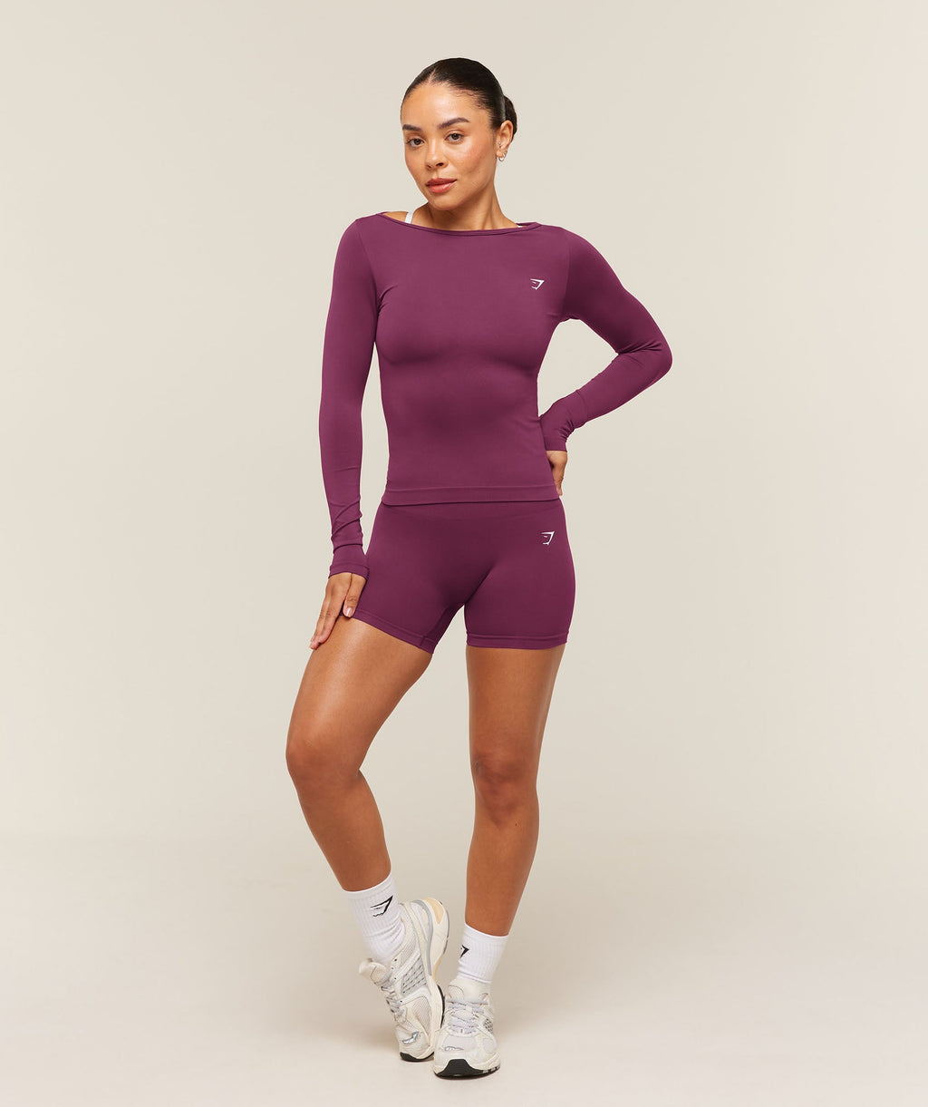 Everyday Seamless Wide Neck Long Sleeve Top - Strength Pink — imagem 4