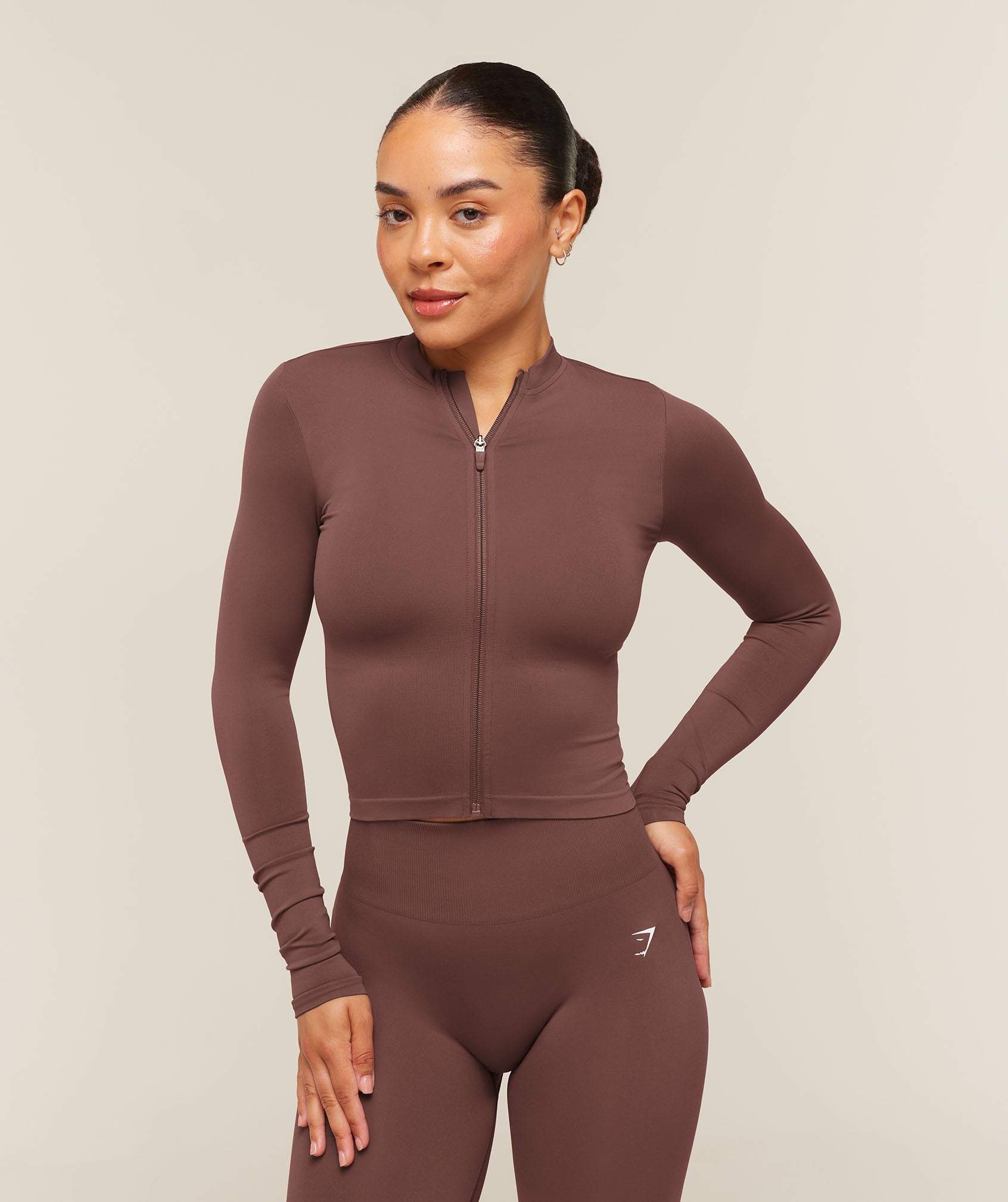 Everyday Seamless Zip Tracktop - Espresso Brown — imagem 1