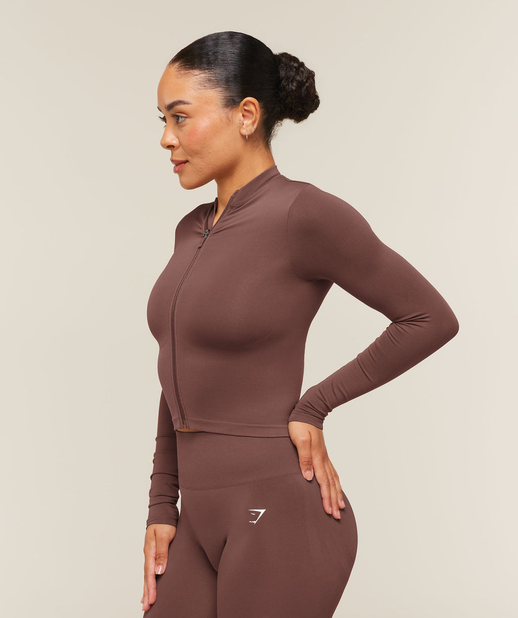Everyday Seamless Zip Tracktop - Espresso Brown — imagem 3