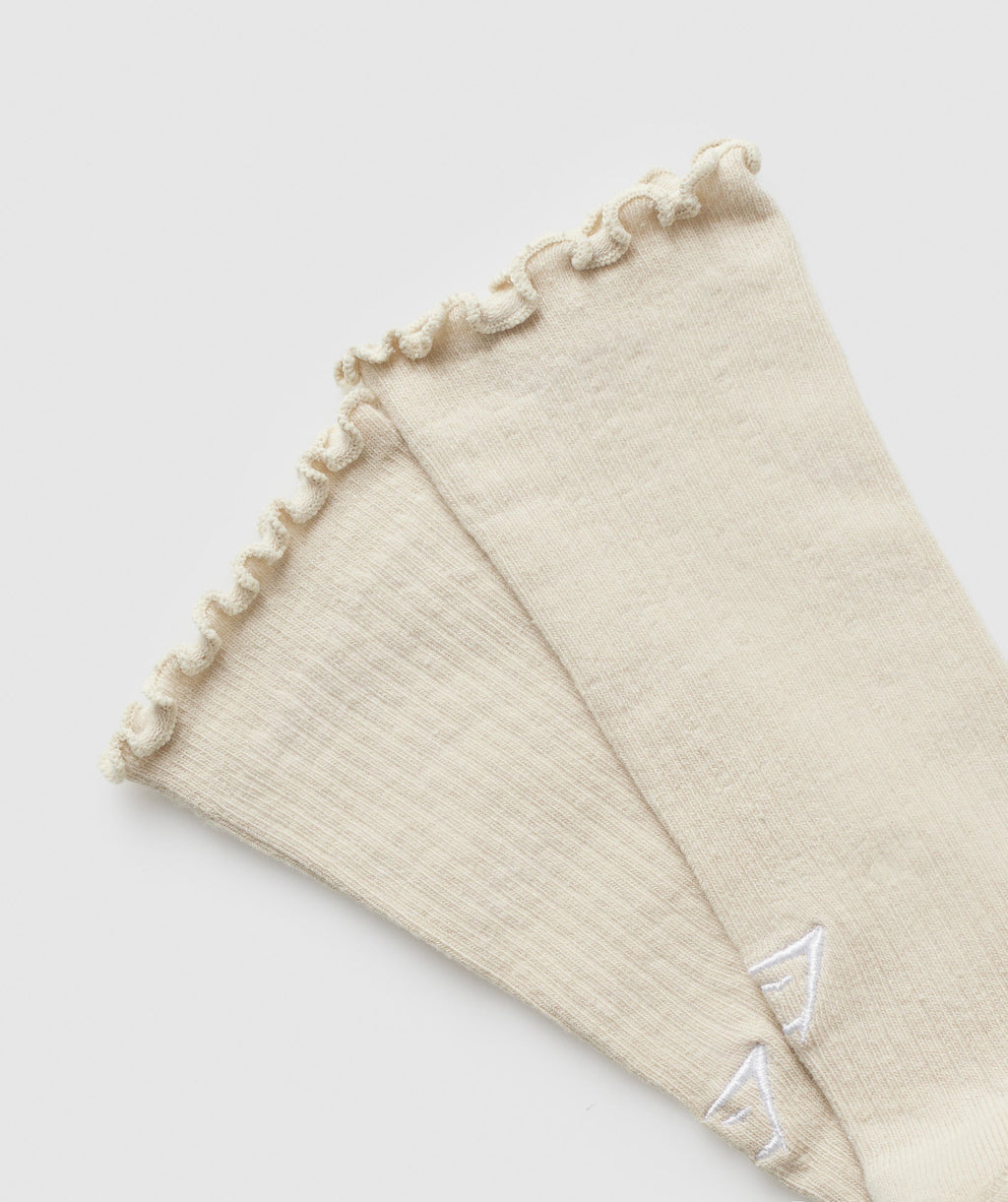 Frill Crew Single Sock - Cream Beige/Soft White — imagem 2