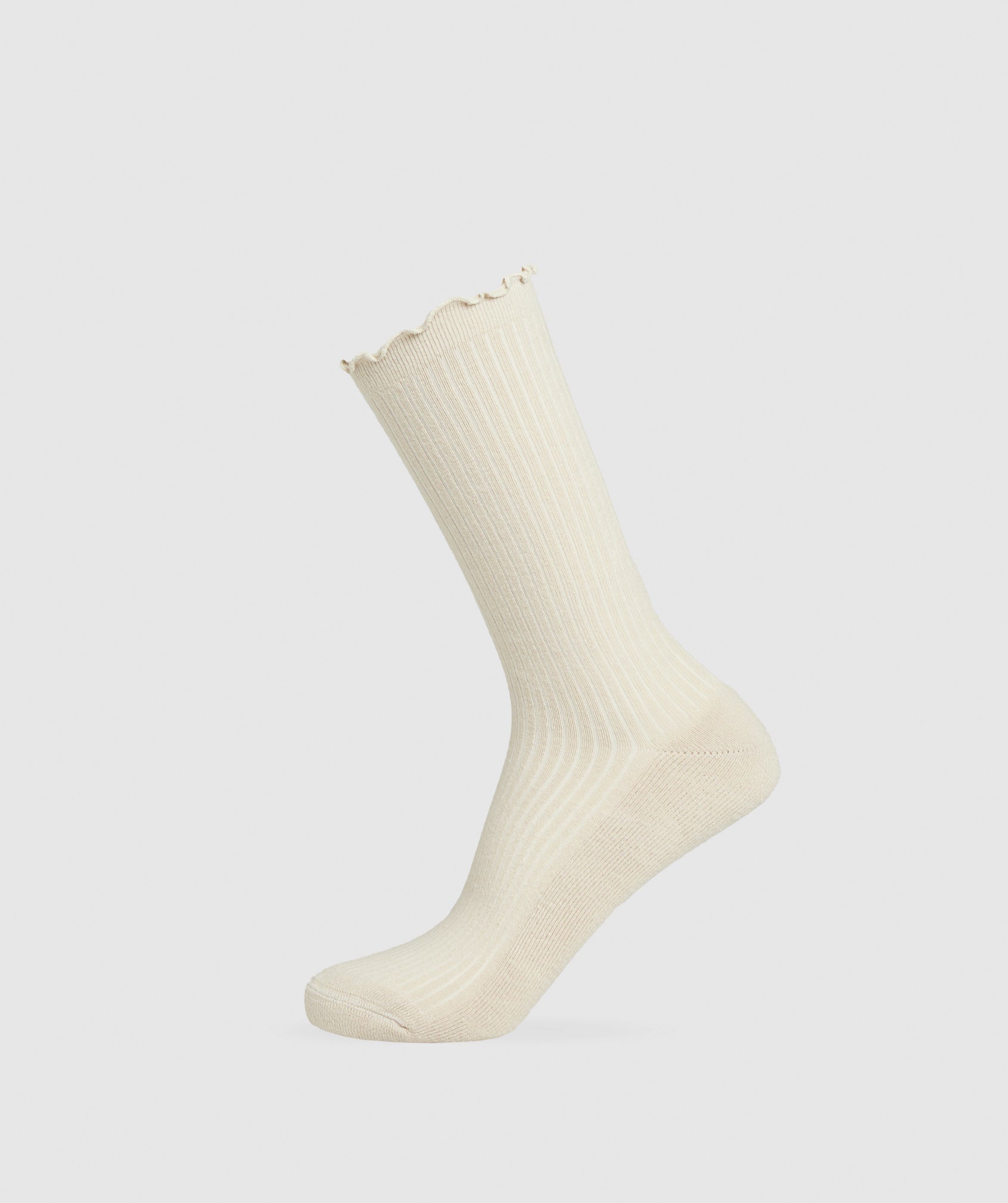 Frill Crew Single Sock - Cream Beige/Soft White — imagem 1