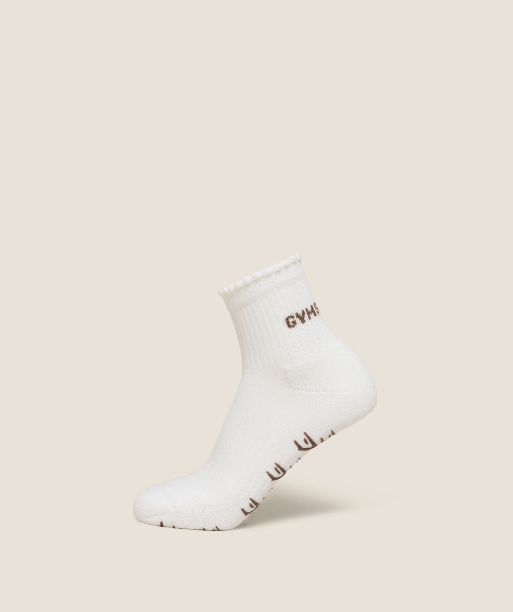 Frill Pilates Midi Sock - Soft White/Soft Brown — imagem 1