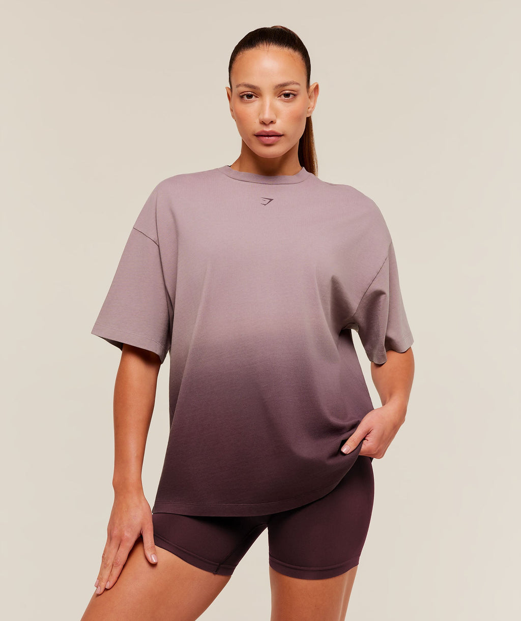 Hard Work Dice Graphic Short Sleeve T-Shirt - Cherry Purple/Wash — imagem 2