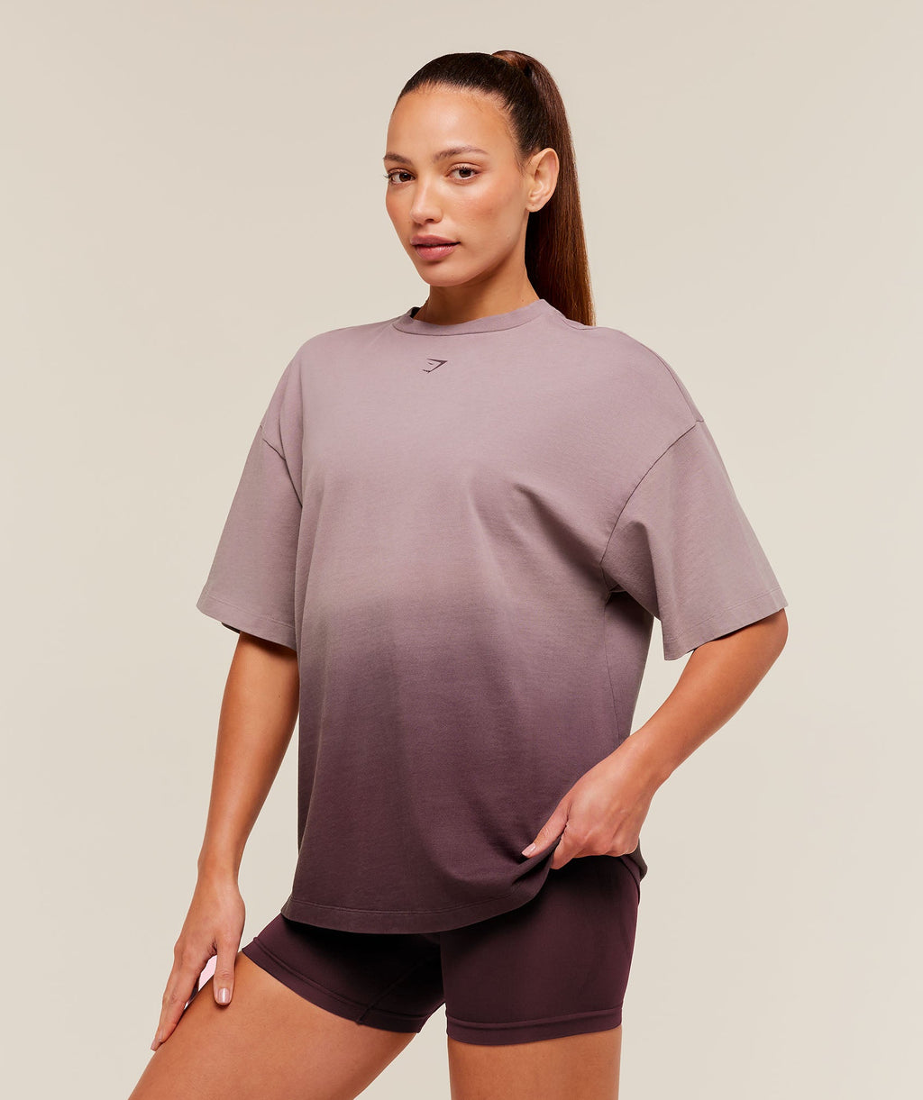 Hard Work Dice Graphic Short Sleeve T-Shirt - Cherry Purple/Wash — imagem 3