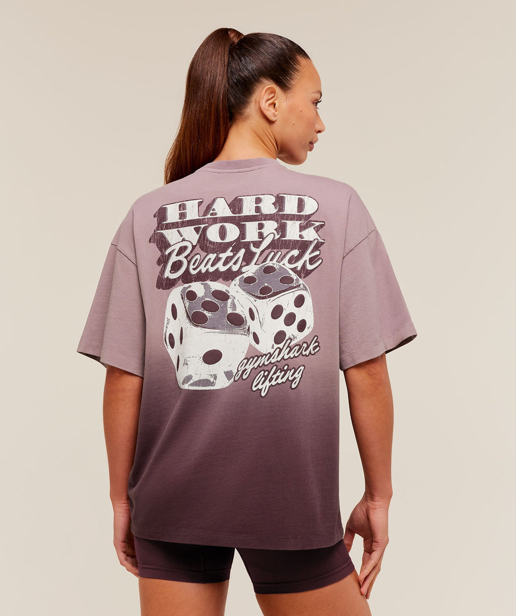 Hard Work Dice Graphic Short Sleeve T-Shirt - Cherry Purple/Wash — imagem 1