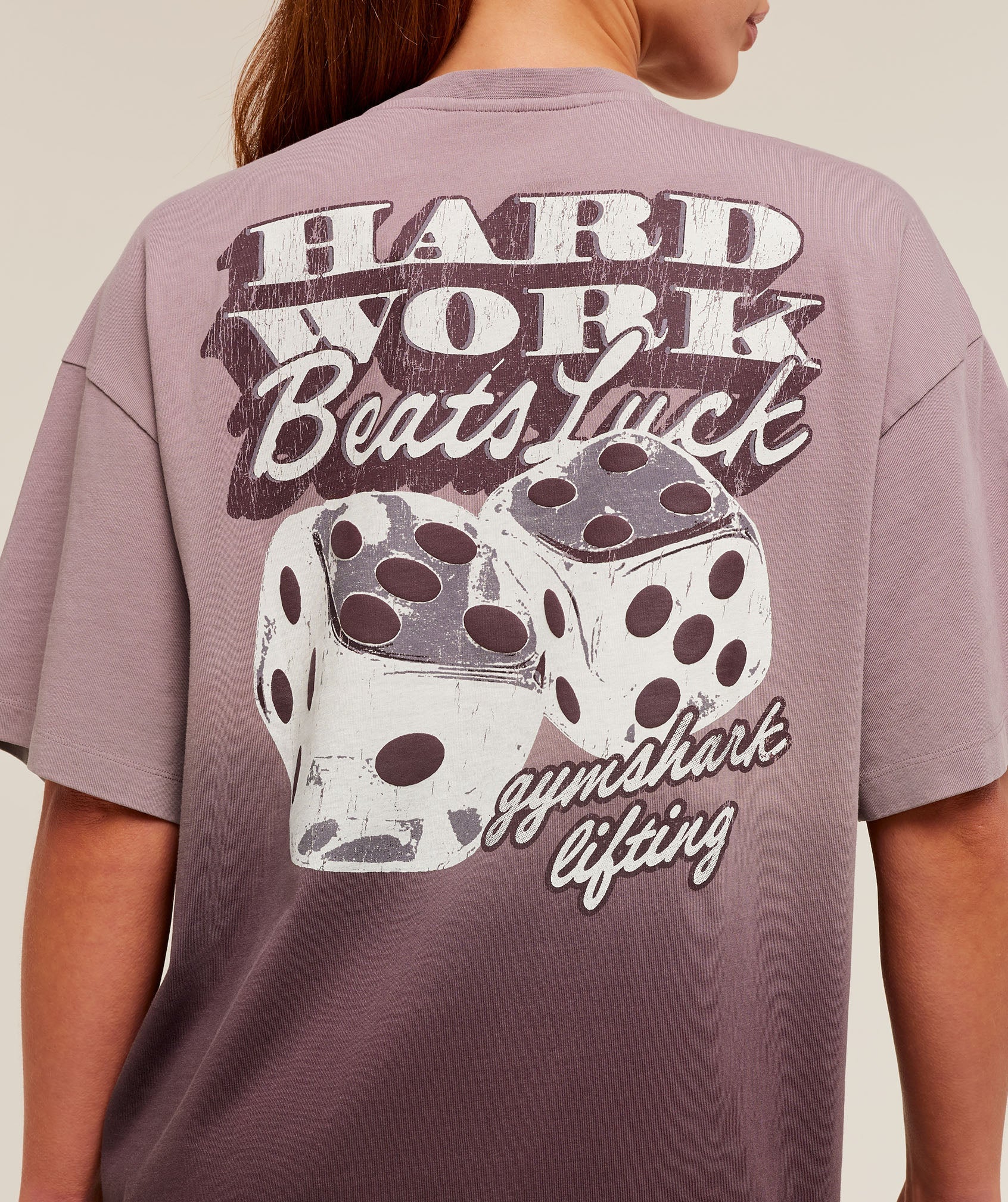 Hard Work Dice Graphic Short Sleeve T-Shirt - Cherry Purple/Wash — imagem 6