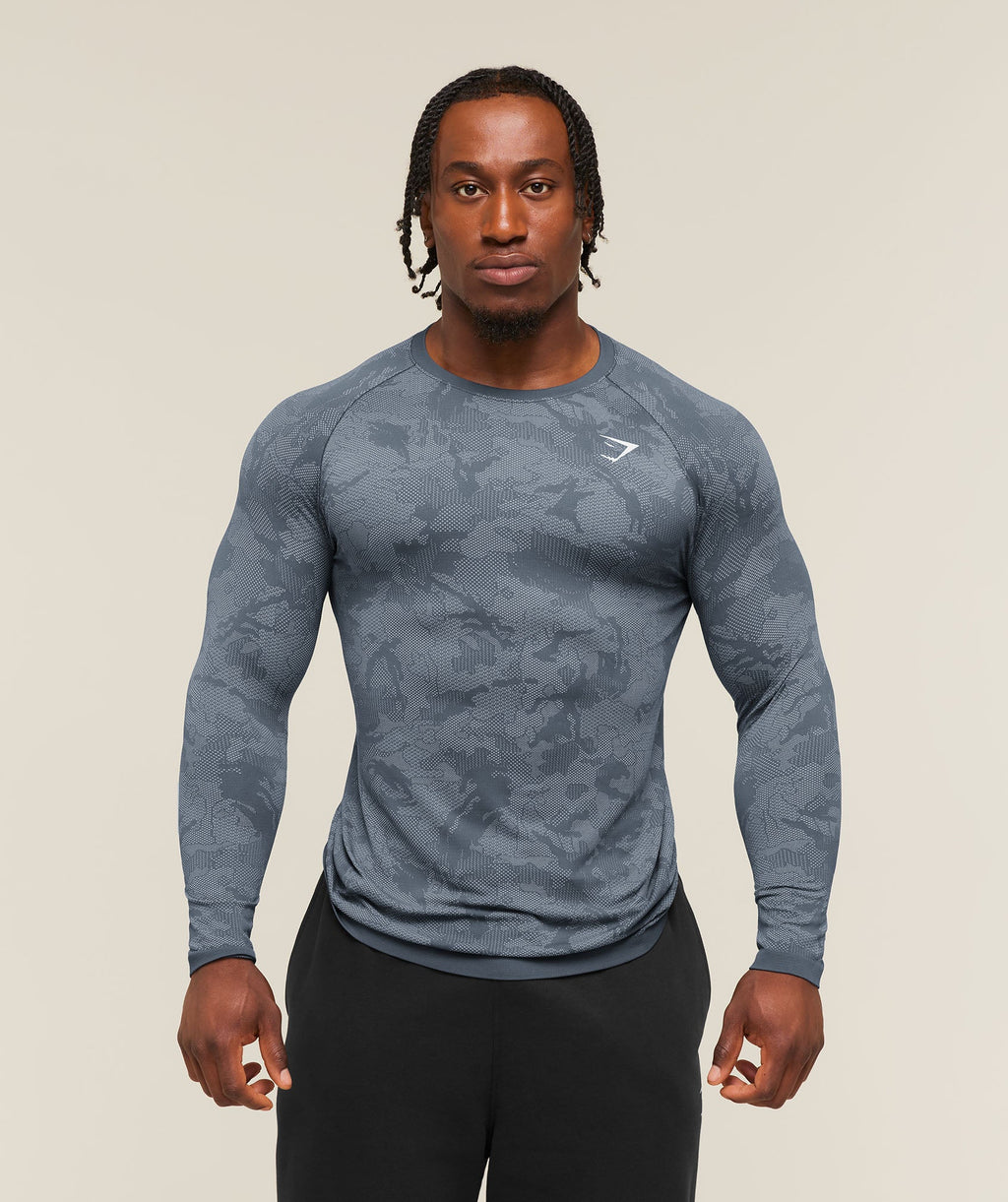 Geo Seamless Long Sleeve T-Shirt - Shadow Blue/Tranquil Blue — imagem 1
