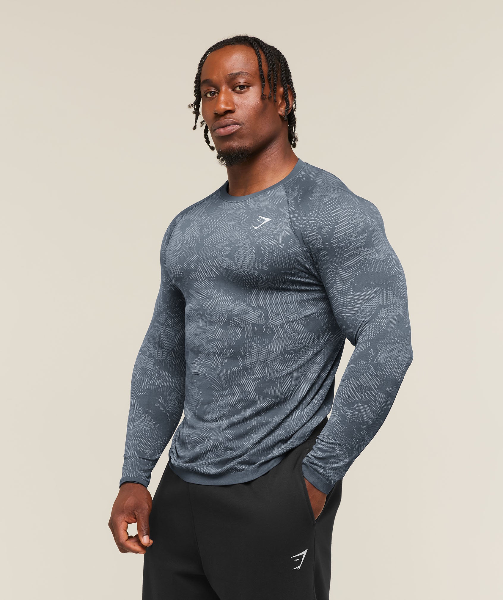 Geo Seamless Long Sleeve T-Shirt - Shadow Blue/Tranquil Blue — imagem 4