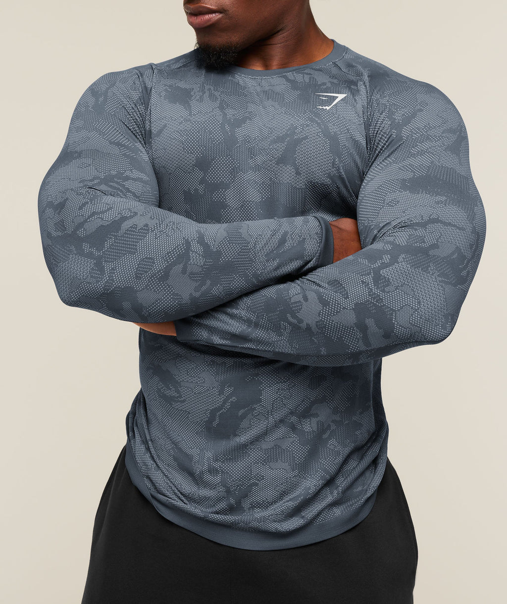 Geo Seamless Long Sleeve T-Shirt - Shadow Blue/Tranquil Blue — imagem 5