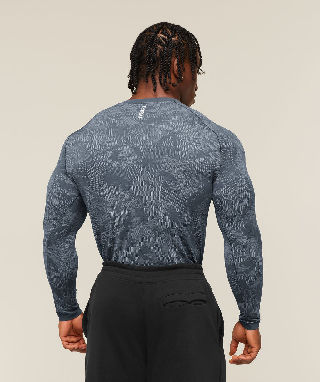 Geo Seamless Long Sleeve T-Shirt - Shadow Blue/Tranquil Blue — imagem 2