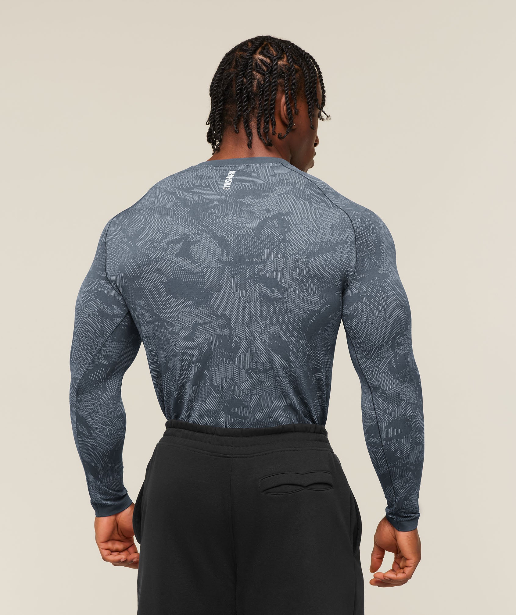 Geo Seamless Long Sleeve T-Shirt - Shadow Blue/Tranquil Blue — imagem 2