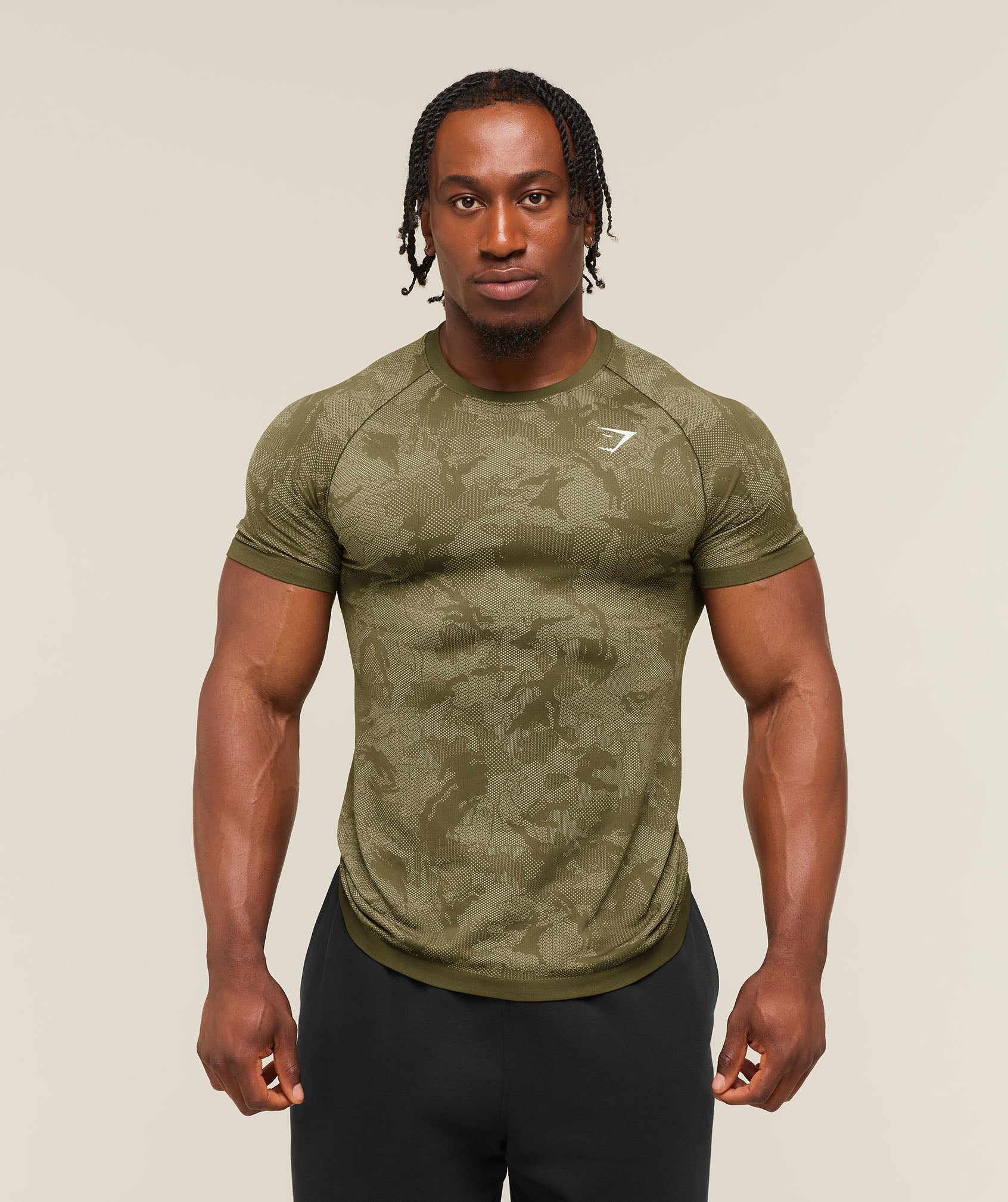 Geo Seamless T-Shirt - Canvas Green/Chalk Beige — imagem 1