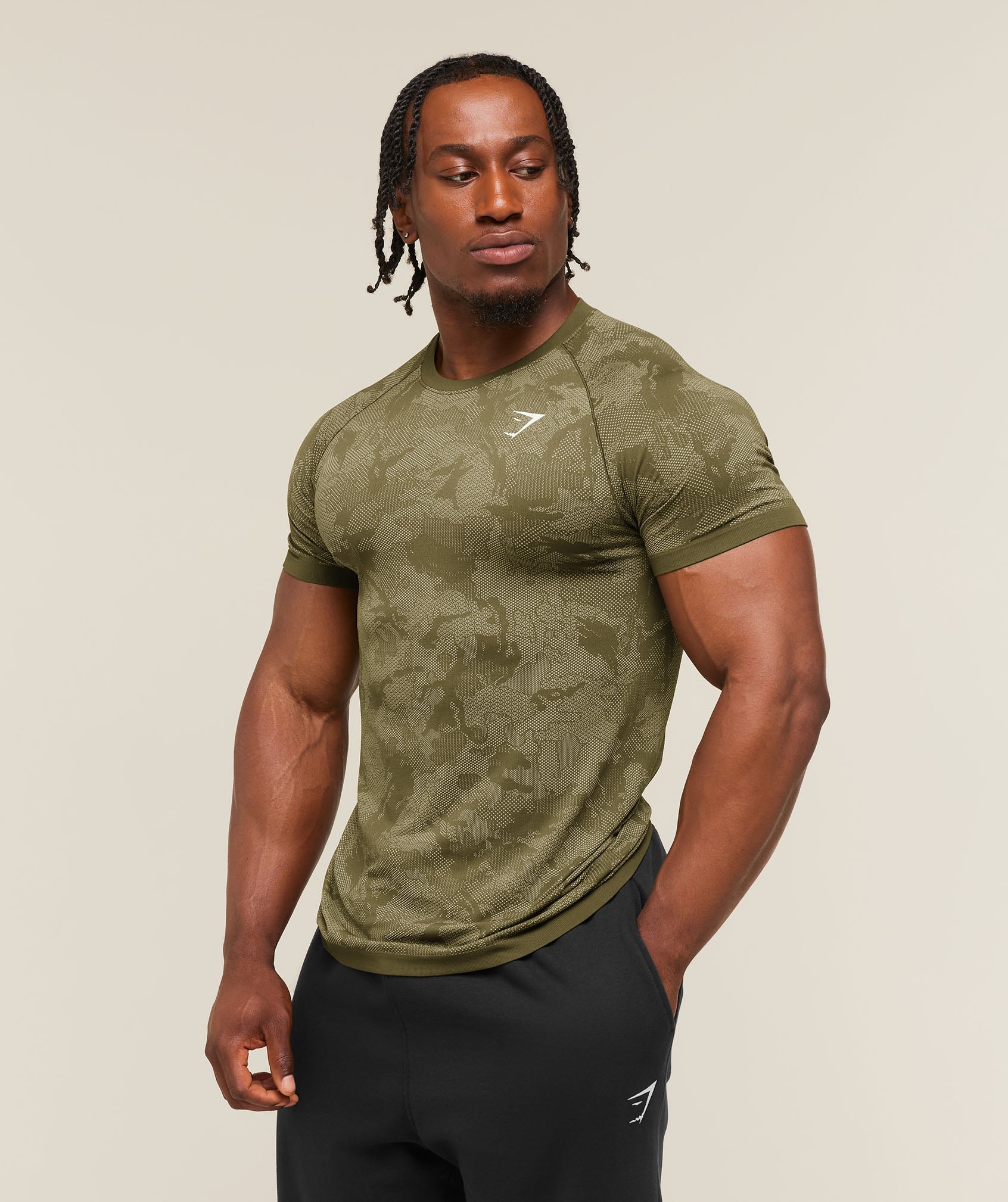 Geo Seamless T-Shirt - Canvas Green/Chalk Beige — imagem 3
