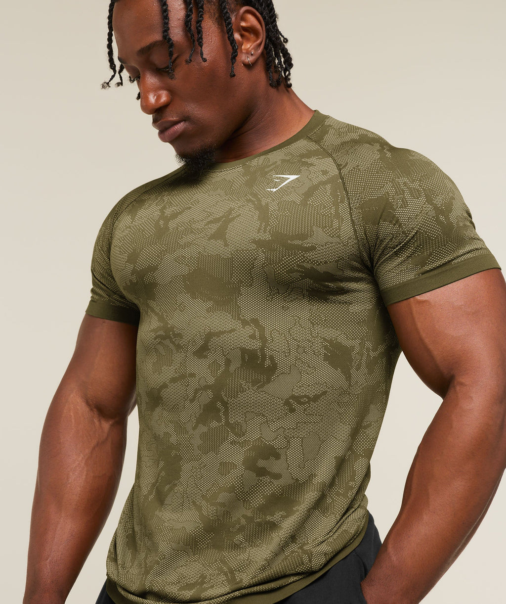 Geo Seamless T-Shirt - Canvas Green/Chalk Beige — imagem 4