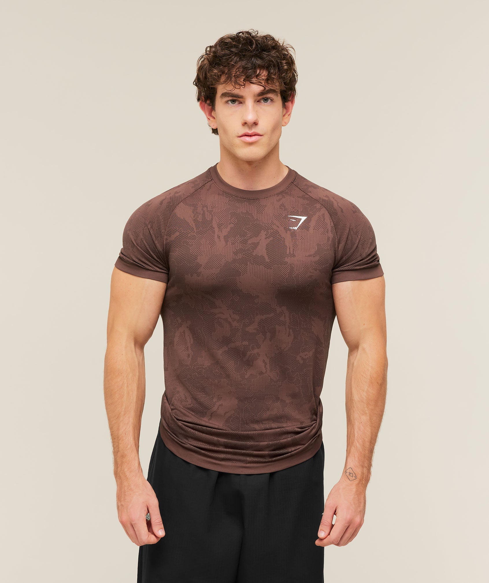 Geo Seamless T-Shirt - Espresso Brown/Black — imagem 3