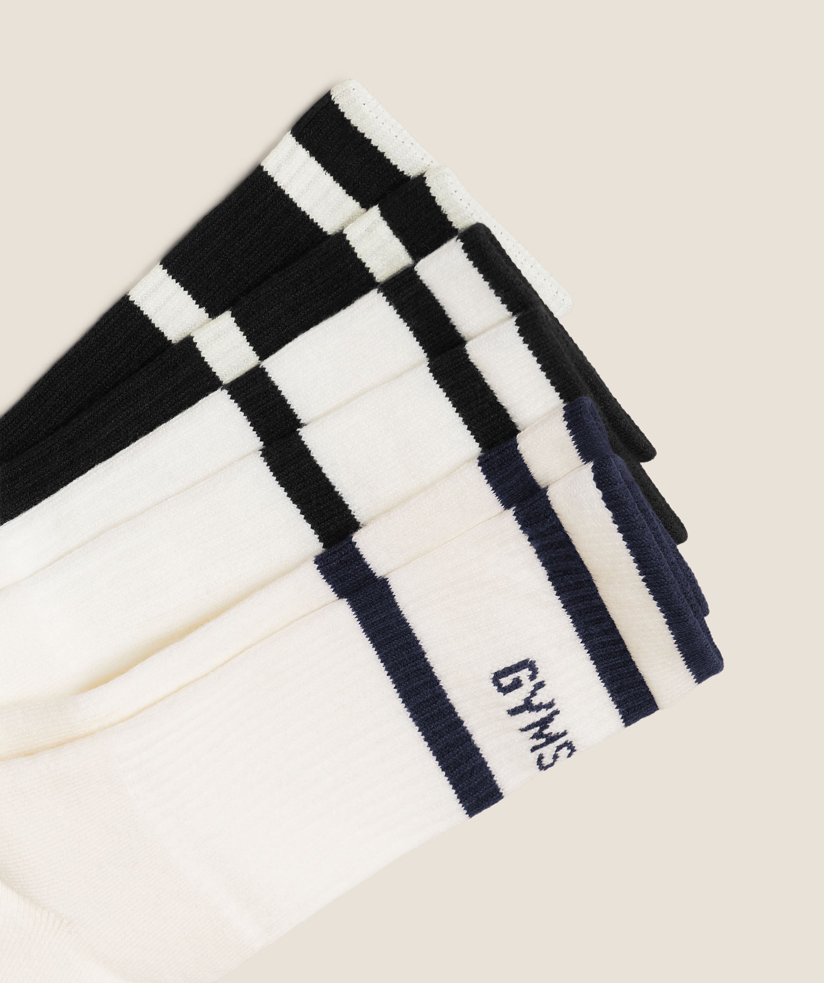 Gymshark Essentials Crew Sock 3pk - Soft White/Black/Heavy Blue — imagem 2