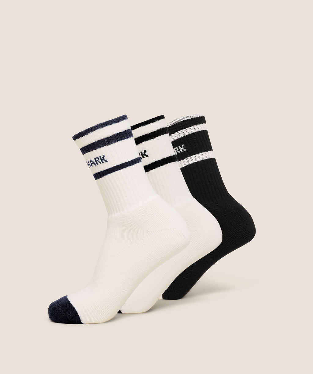 Gymshark Essentials Crew Sock 3pk - Soft White/Black/Heavy Blue — imagem 1