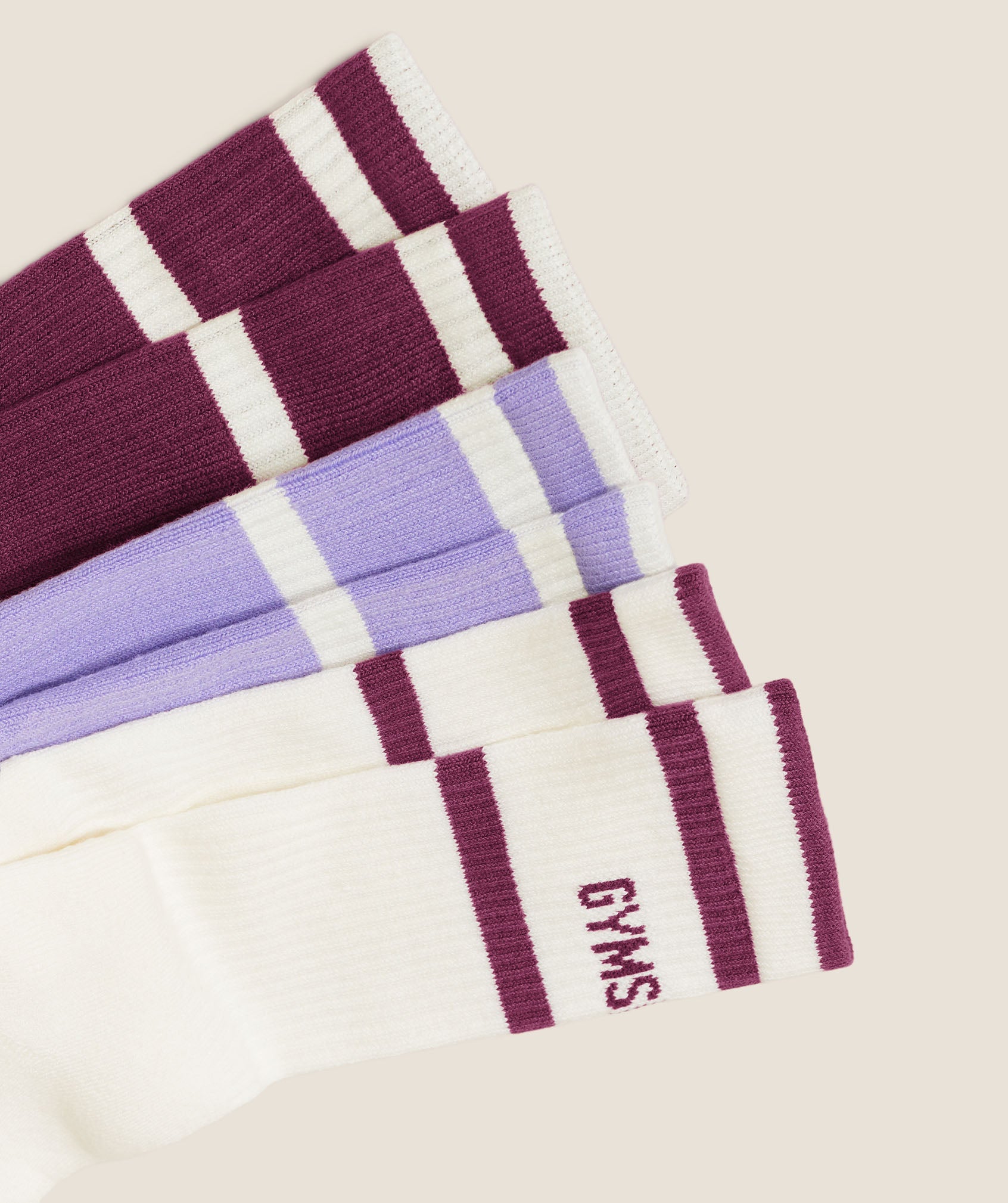 Gymshark Essentials Crew Sock 3pk - Strength Pink/Soft White/Pace Purple — imagem 2