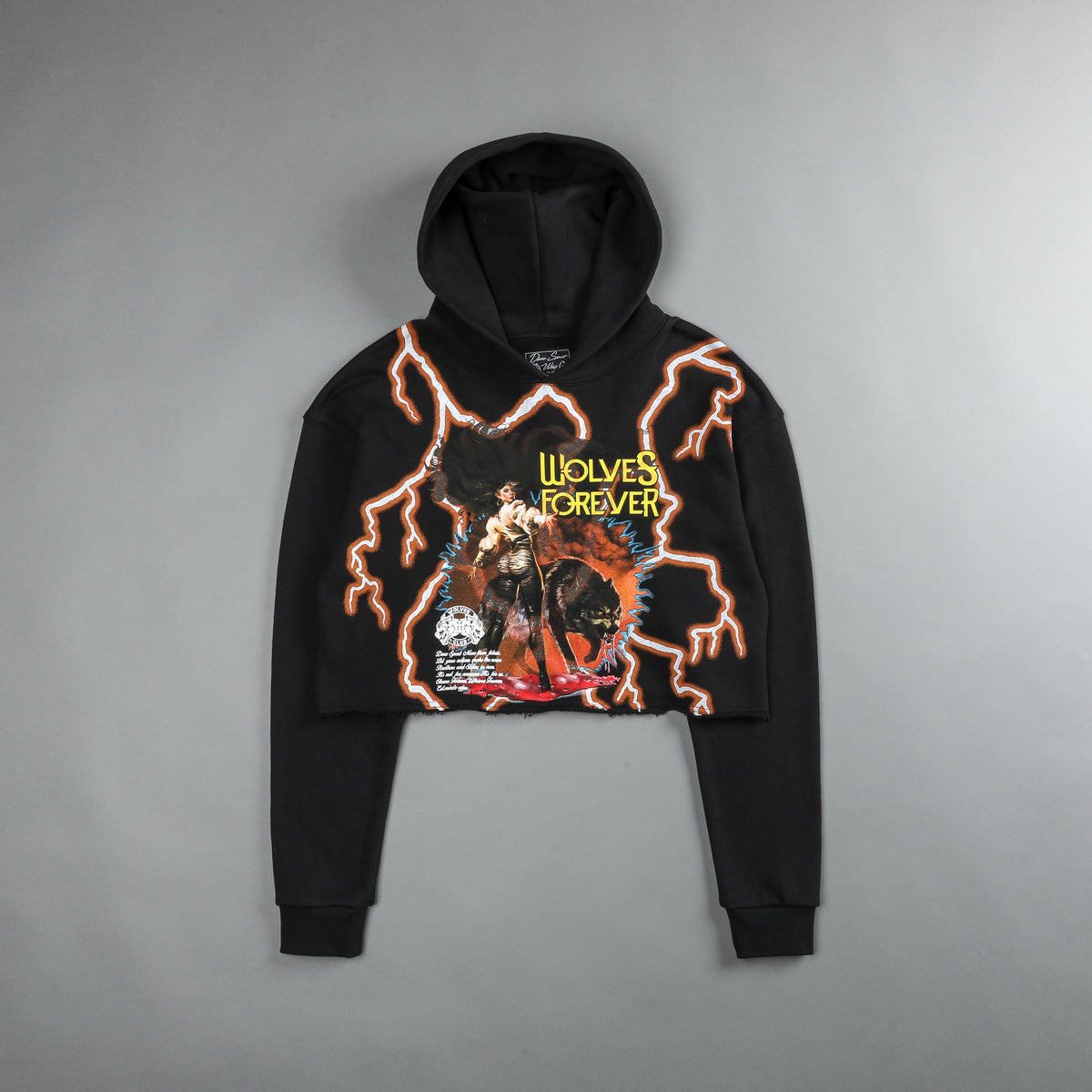 A Woman Scorned "Vintage Wyoming" (Cropped) Hoodie in Black/Orange Lightning - imagem 2