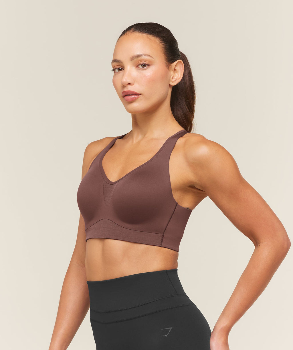 High Support V-Neck Sports Bra - Espresso Brown — imagem 3