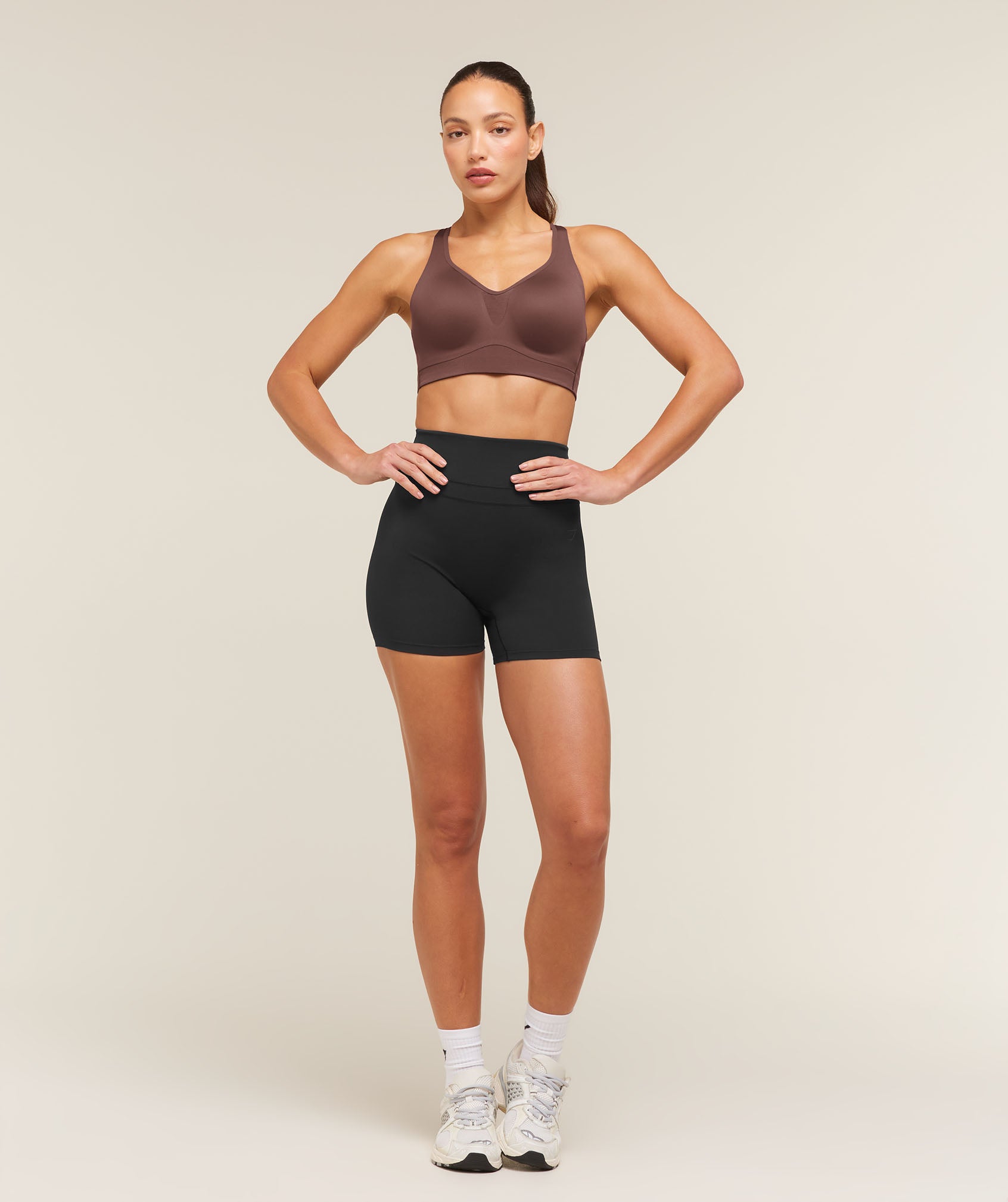 High Support V-Neck Sports Bra - Espresso Brown — imagem 4