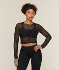 Hybrid Mesh Long Sleeve Top - Black — imagem 1