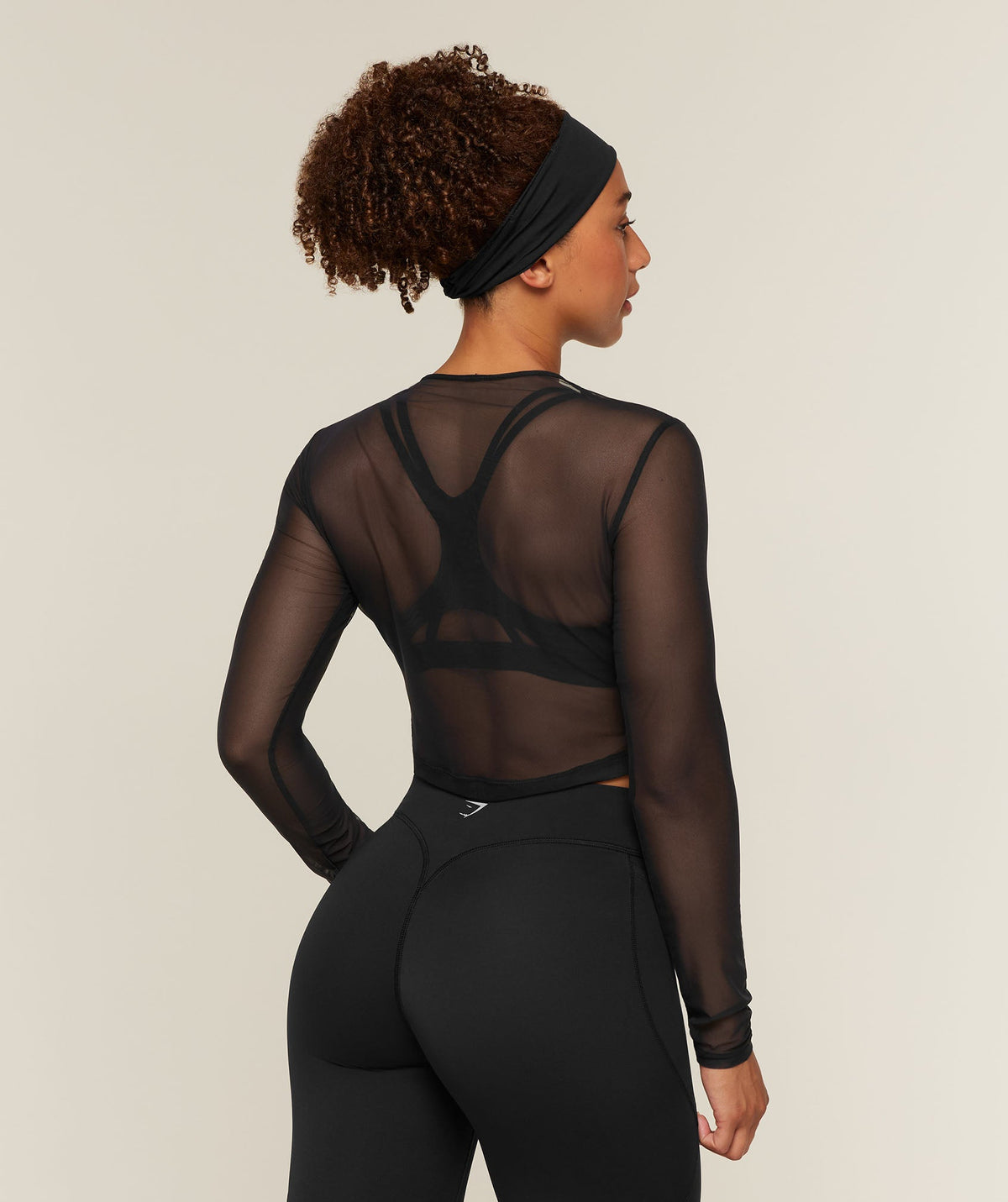 Hybrid Mesh Long Sleeve Top - Black — imagem 2