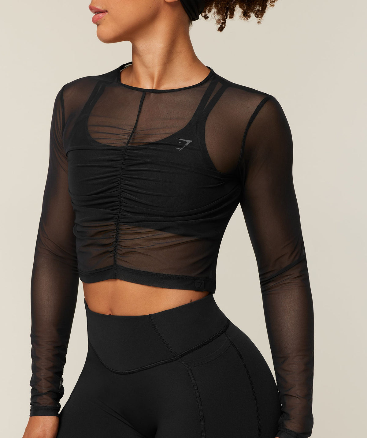 Hybrid Mesh Long Sleeve Top - Black — imagem 4