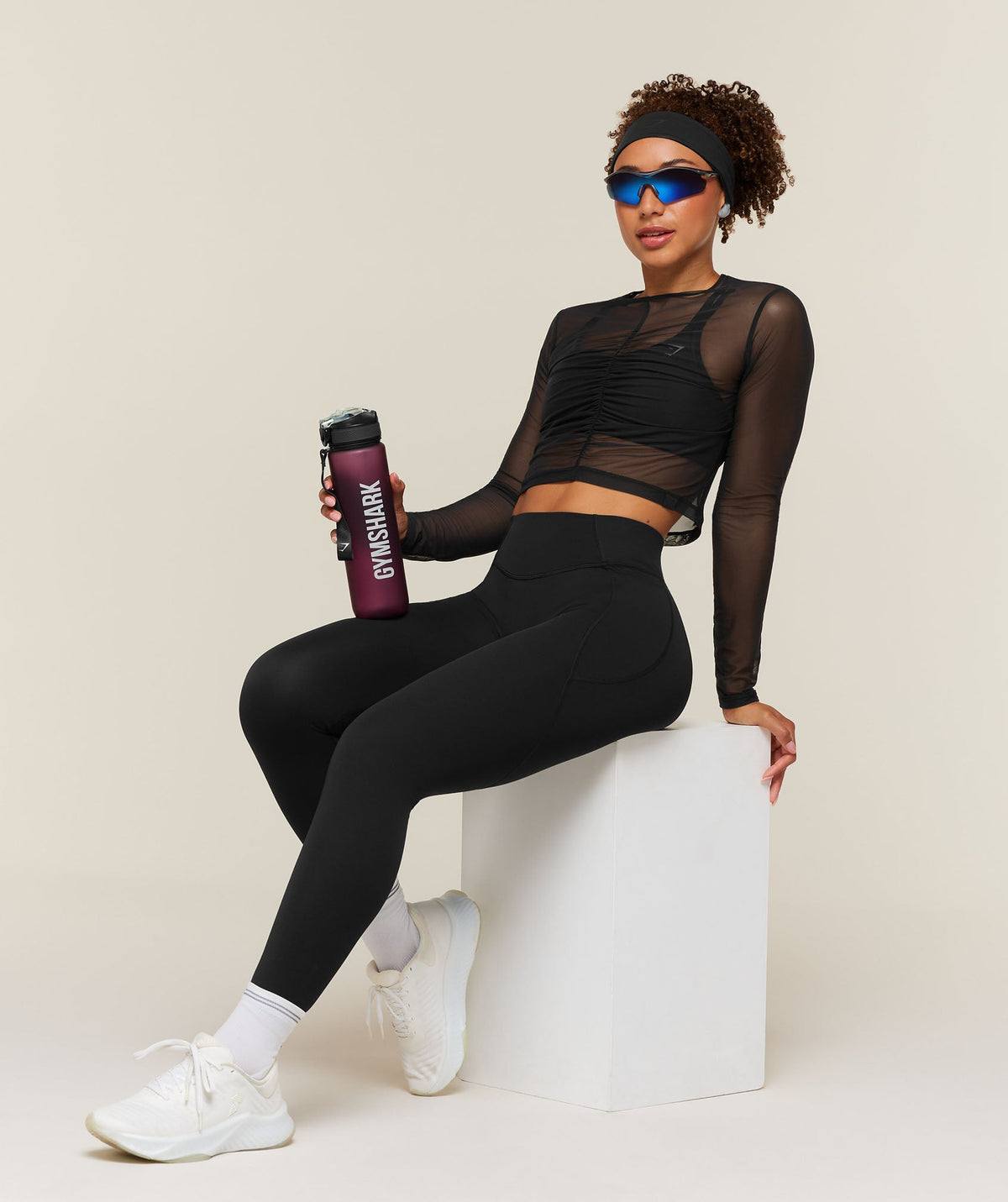 Hybrid Mesh Long Sleeve Top - Black — imagem 5